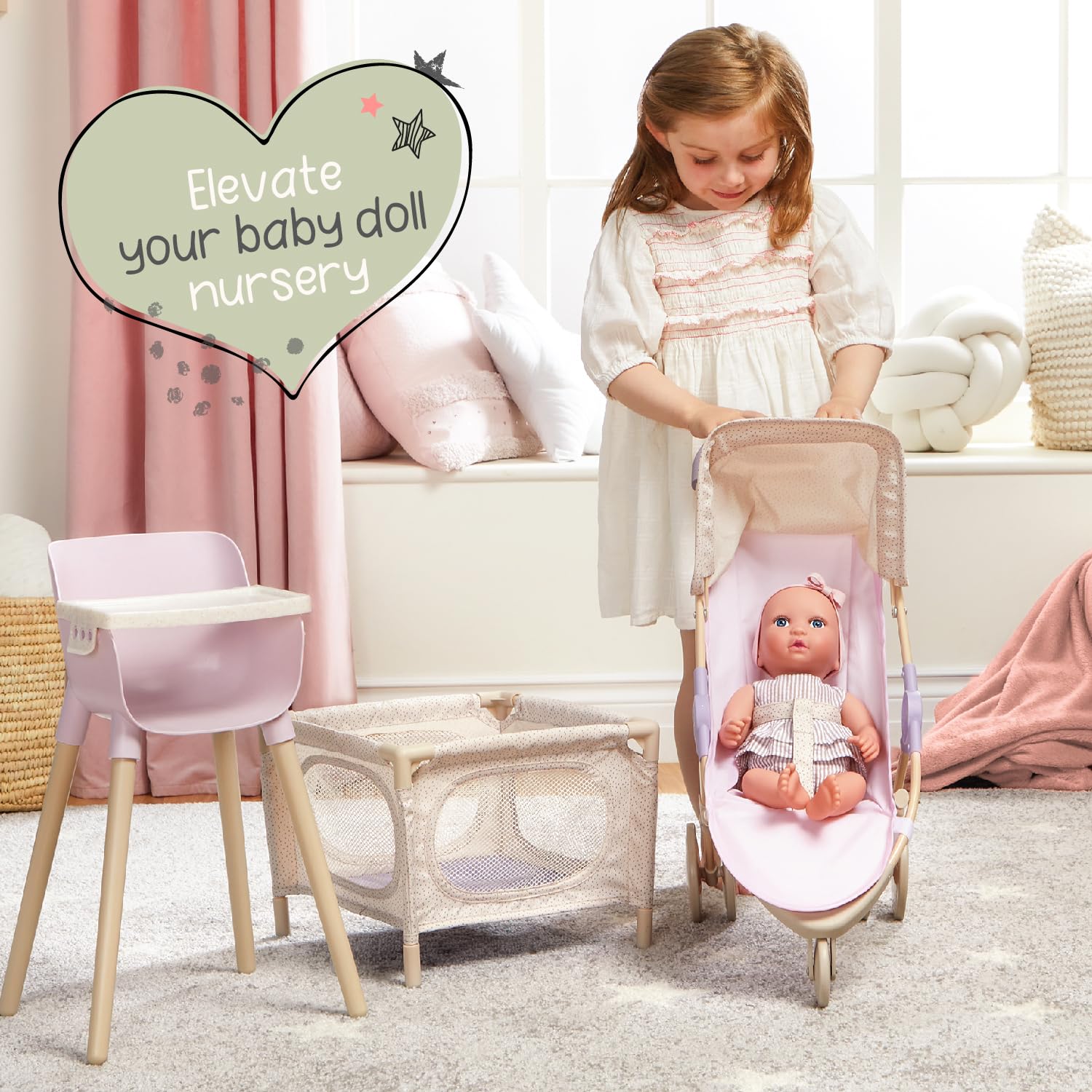 LullaBaby Baby Doll Stroller, Foldable Star-Print Toy Stroller, Accessory 🍁 All In One Marketplace Canada