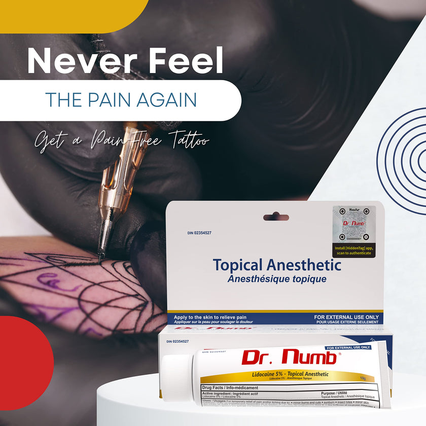 Dr. Numb Tattoo Numbing Cream 5% Lidocaine Topical Anesthetic Fast-Acting Pain Relief Cream for Tattoos, Piercing, Microblading, Microneedling, Waxing - Hemorrhoid Relief - 10 g 🍁 All In One Marketplace Canada
