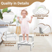 COSYLAND Bamboo Step Stool, Two Step Stools Toddler 300 lbs Capacity with Safety Non-Slip Pads, Bamboo Step Stool for Bathroom, Kitchen Dual Height Step Stools for Kids (White) 🍁 All In One Marketplace Canada