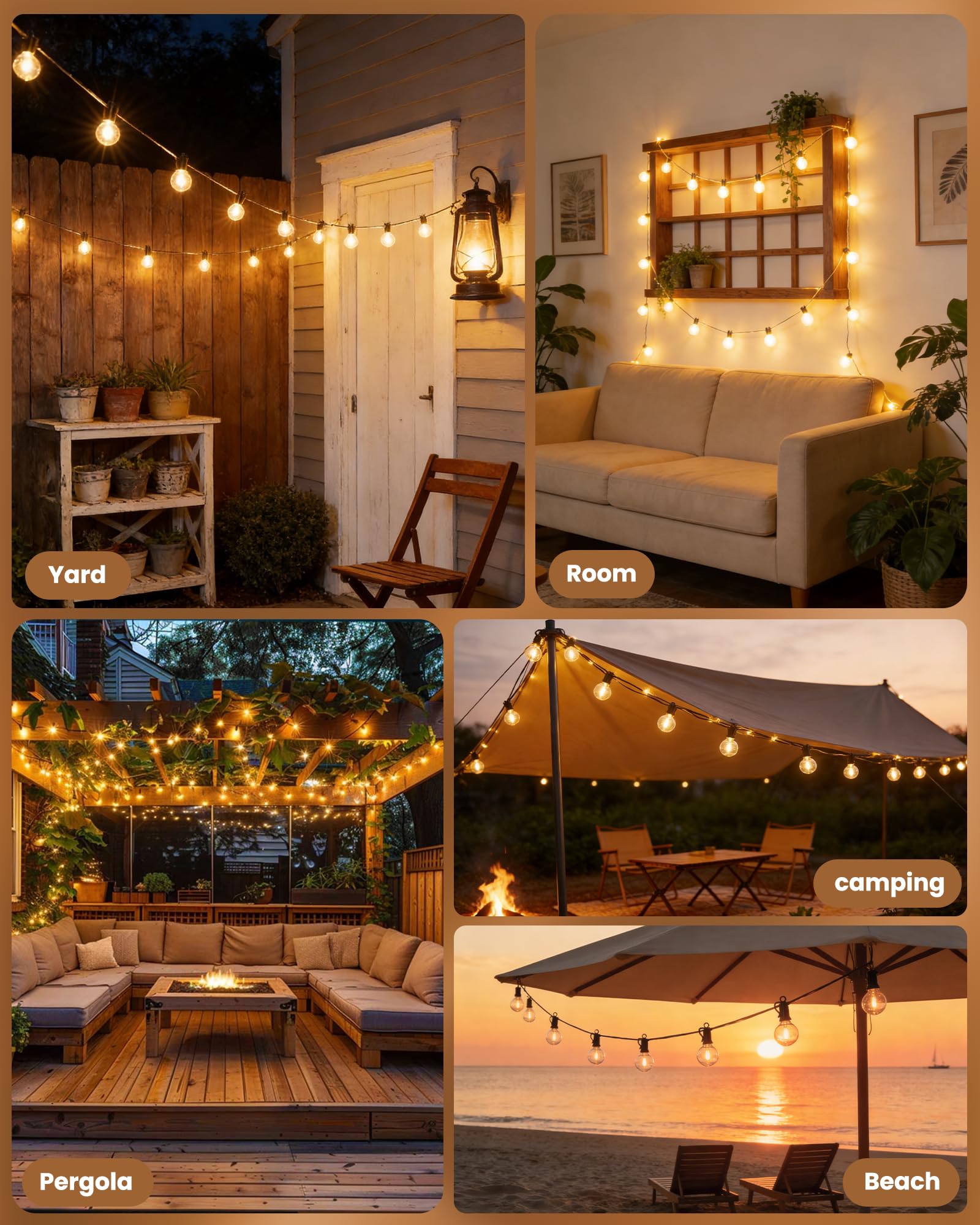 Outdoor String Lights 25 Feet G40 Globe LEDs Patio Lights with 13 Edison LED Bulbs(1 Spare), Waterproof Connectable Hanging Light for Backyard Porch Balcony Party Decor, E12 Socket Base, Black 🍁 All In One Marketplace Canada