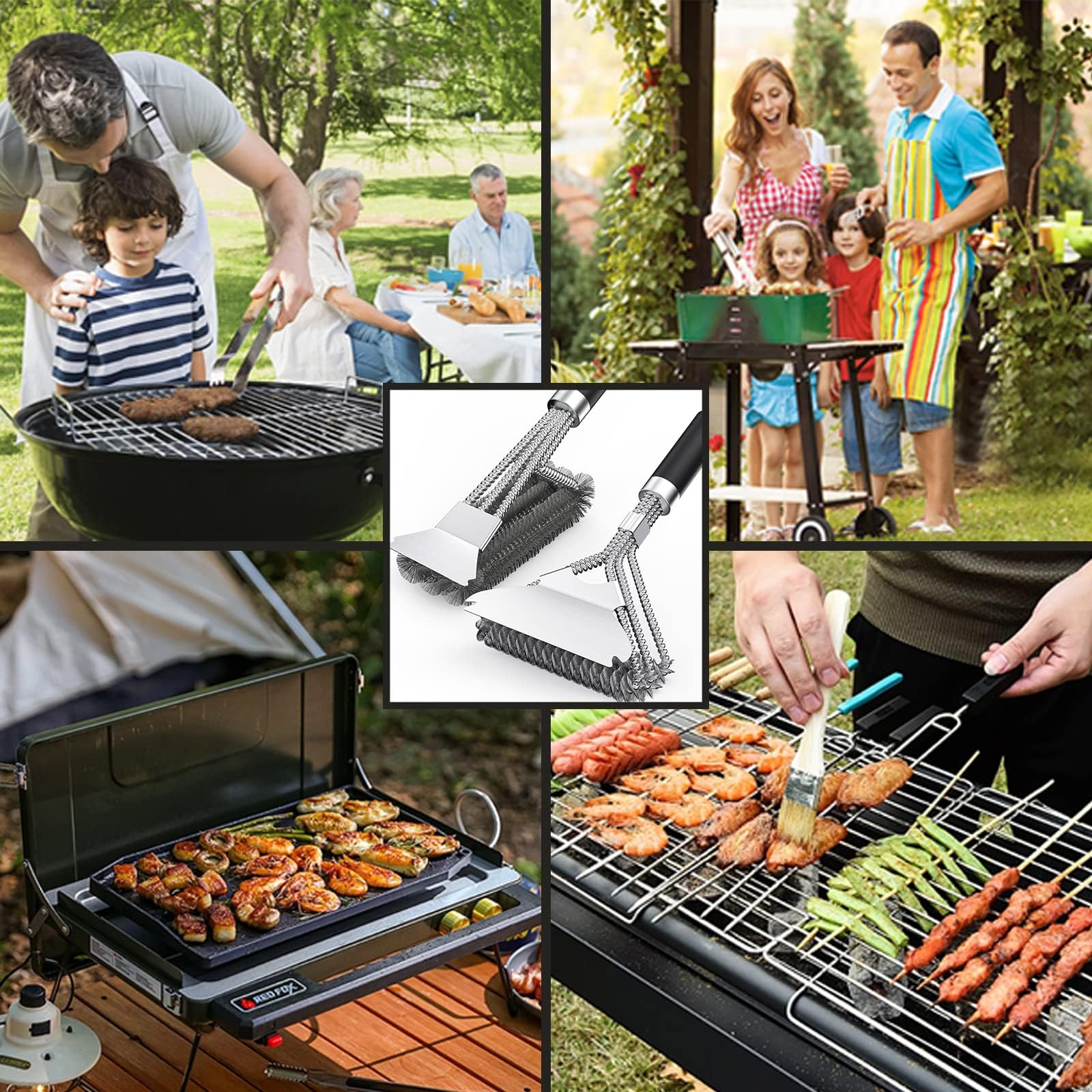 2 Packs BBQ Grill Brush, BBQ Brush Cleaner for Grill, Stainless Steel BBQ Cleaning Brush with Scraper, BBQ Accessories Suitable for Gas, Charcoal, Infrared & Barbecue Grill 🍁 All In One Marketplace Canada
