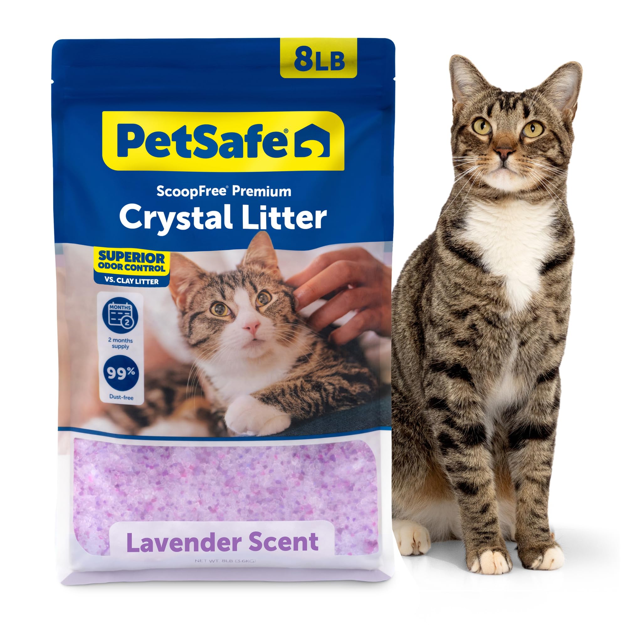 ScoopFree Premium Lavender Scent Crystal Litter, Superior Odor Control, Absorbs 5X Faster, Low Tracking for Less Mess, Lasts up to 2 Months, Lightly Scented (8 lb Bag) 🍁 All In One Marketplace Canada