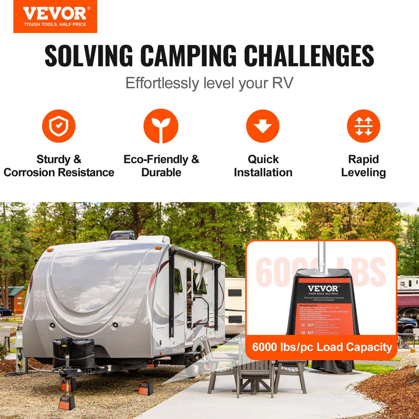 VEVOR Trailer Jack Block, 6000 lbs Capacity per RV Leveling Block, Polypropylene RV Camper Stabilizer Blocks, RV Travel Accessories Use for Any Tongue Jack, Post, Foot, 5th Wheels, 4-Pack 🍁 All In One Marketplace Canada