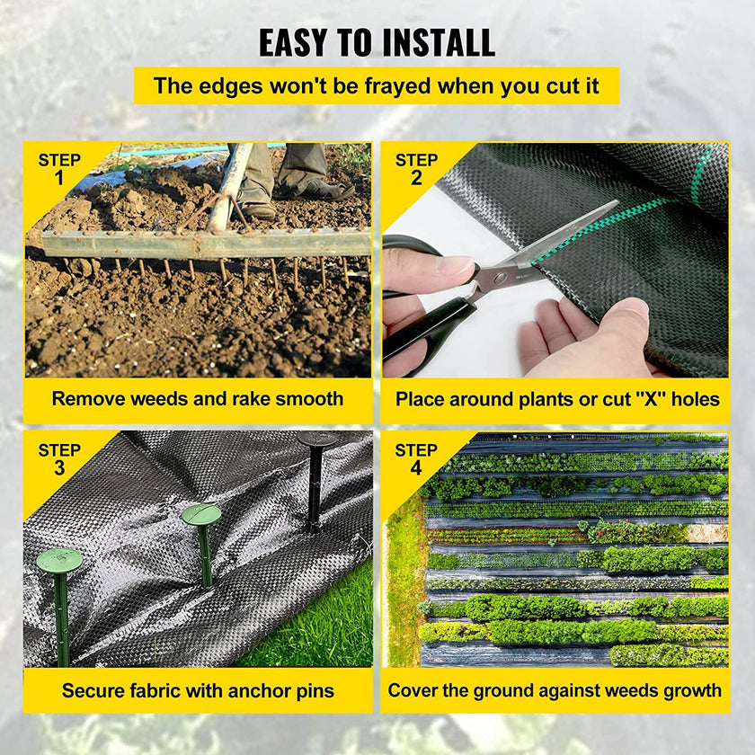 VEVOR 6.5FTx300FT Premium Weed Barrier Fabric Heavy Duty 3OZ, Woven Weed Control Fabric, High Permeability Good for Flower Bed, Geotextile Fabric for Underlayment, Polyethylene Ground Cover 🍁 All In One Marketplace Canada