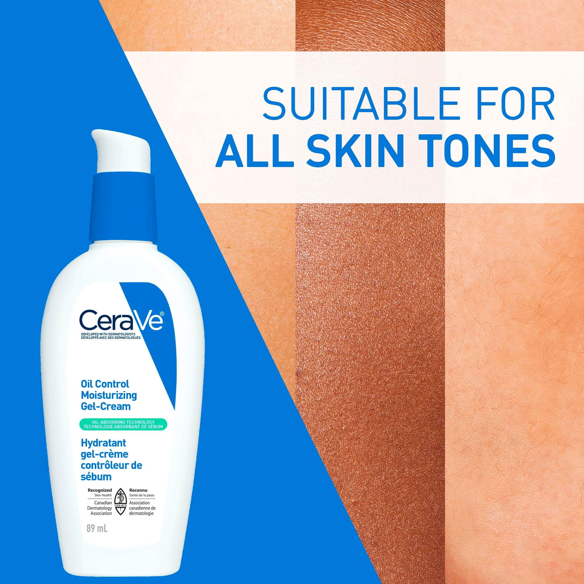 CeraVe Oil Control Moisturizing Gel-Cream for Oily & Combination Skin, 48H Hydration & 8H Shine Control, Non-Greasy, Matte Finish with Ceramides, Hyaluronic Acid & Niacinamide, Fragrance-Free, 89mL 🍁 All In One Marketplace Canada