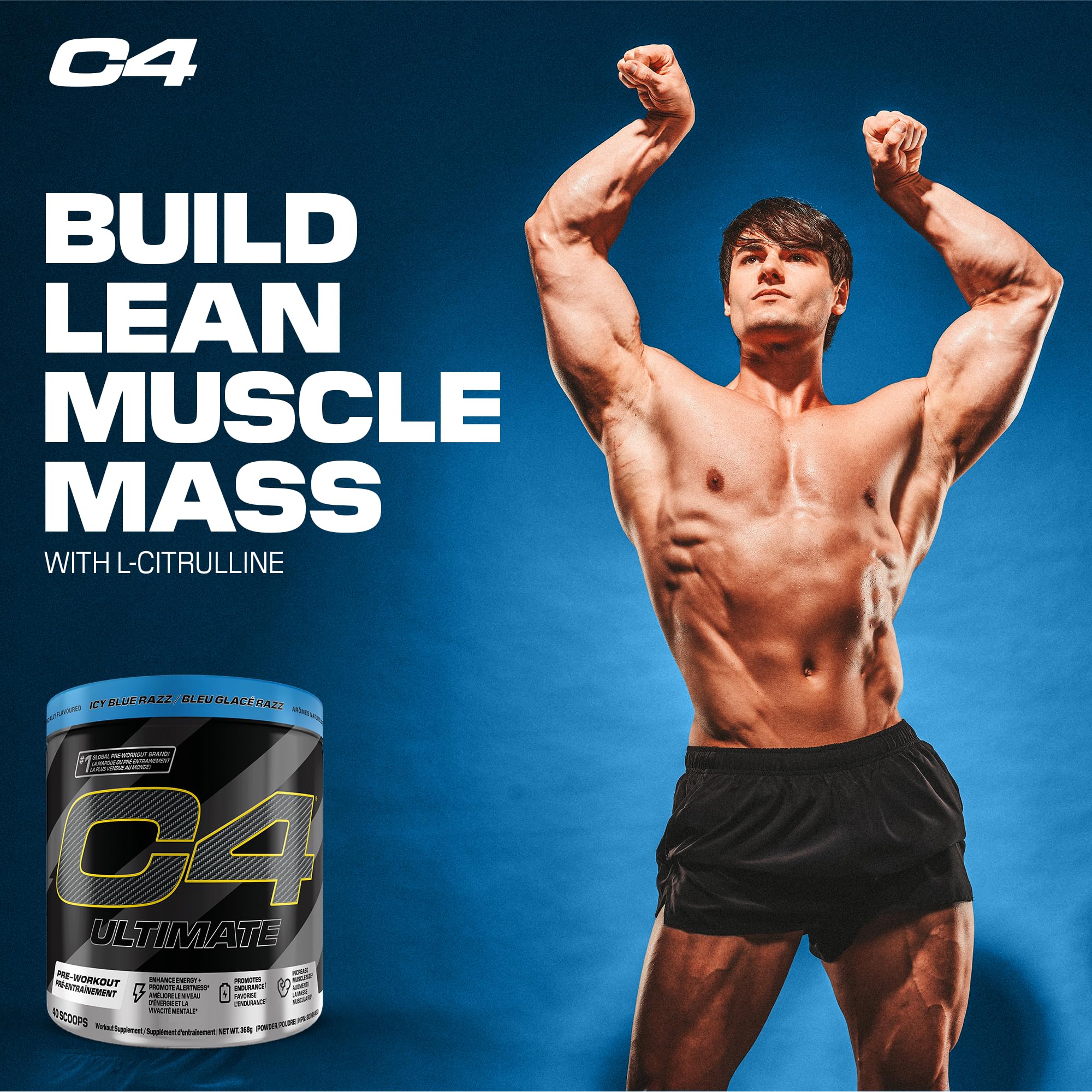 Cellucor C4 Ultimate Pre Workout Powder - Sugar Free Preworkout Energy with 300mg Caffeine and Creatine for Men & Women - Icy Blue Razz, 20 Servings 🍁 All In One Marketplace Canada