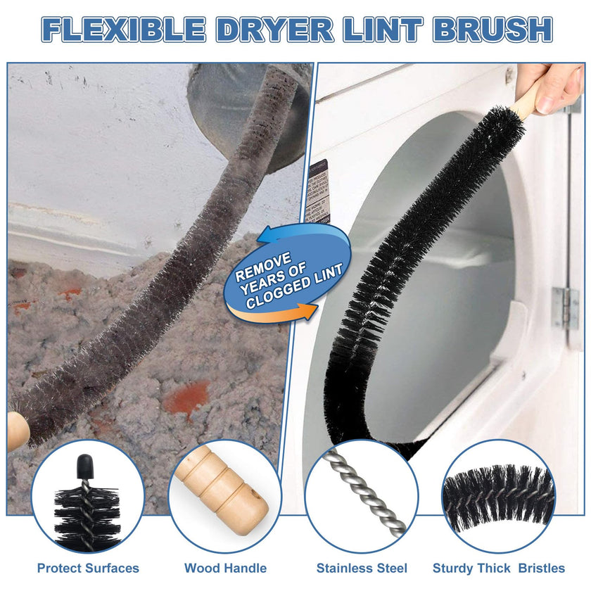 PetOde 2 Pieces Dryer Vent Cleaning Kit, Dryer Vent Cleaner Lint Vacuum Attachment Compatible with Most Vacuum Cleaner and Flexible Dryer Lint Brush, Stretch Universal Connector Lint Remover, Blue 🍁 All In One Marketplace Canada