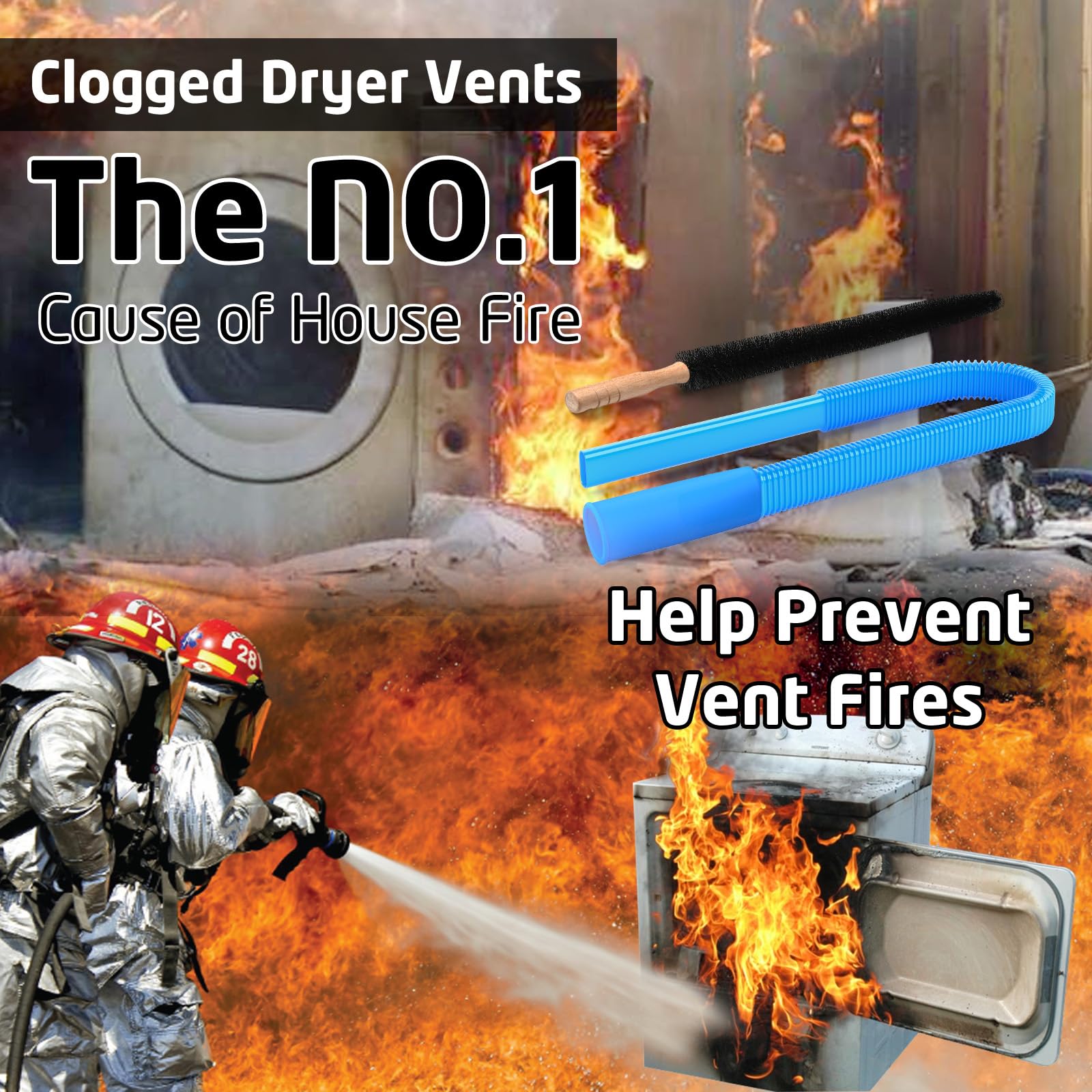 PetOde 2 Pieces Dryer Vent Cleaning Kit, Dryer Vent Cleaner Lint Vacuum Attachment Compatible with Most Vacuum Cleaner and Flexible Dryer Lint Brush, Stretch Universal Connector Lint Remover, Blue 🍁 All In One Marketplace Canada