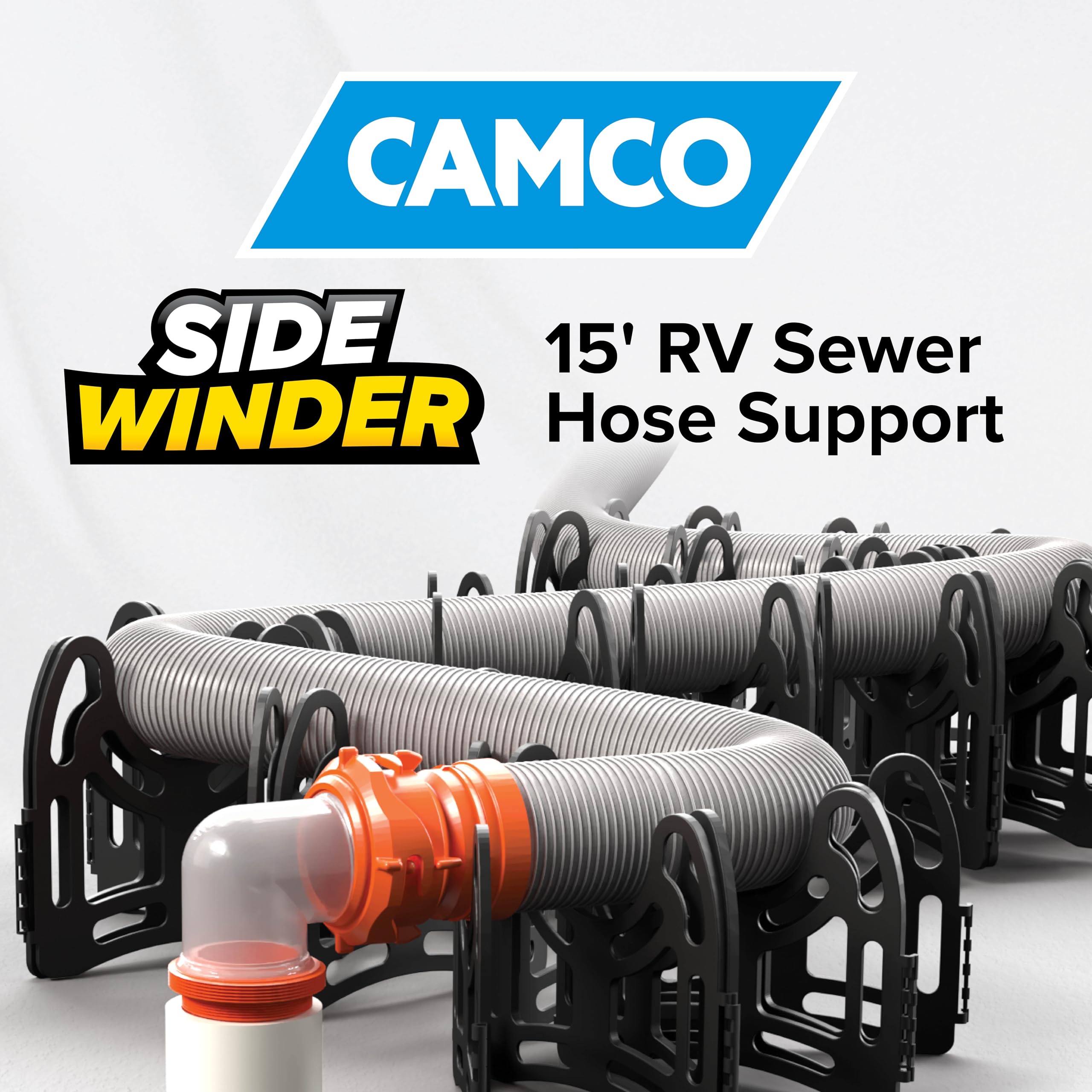 Camco Sidewinder 15-Ft RV Sewer Hose Support - Features Flexible Telescoping Design for Avoiding Obstacles & Deep Cradles Secure RV Sewer Hose - Out-of-The-Box Ready & Folds for RV Storage (43041) 🍁 All In One Marketplace Canada