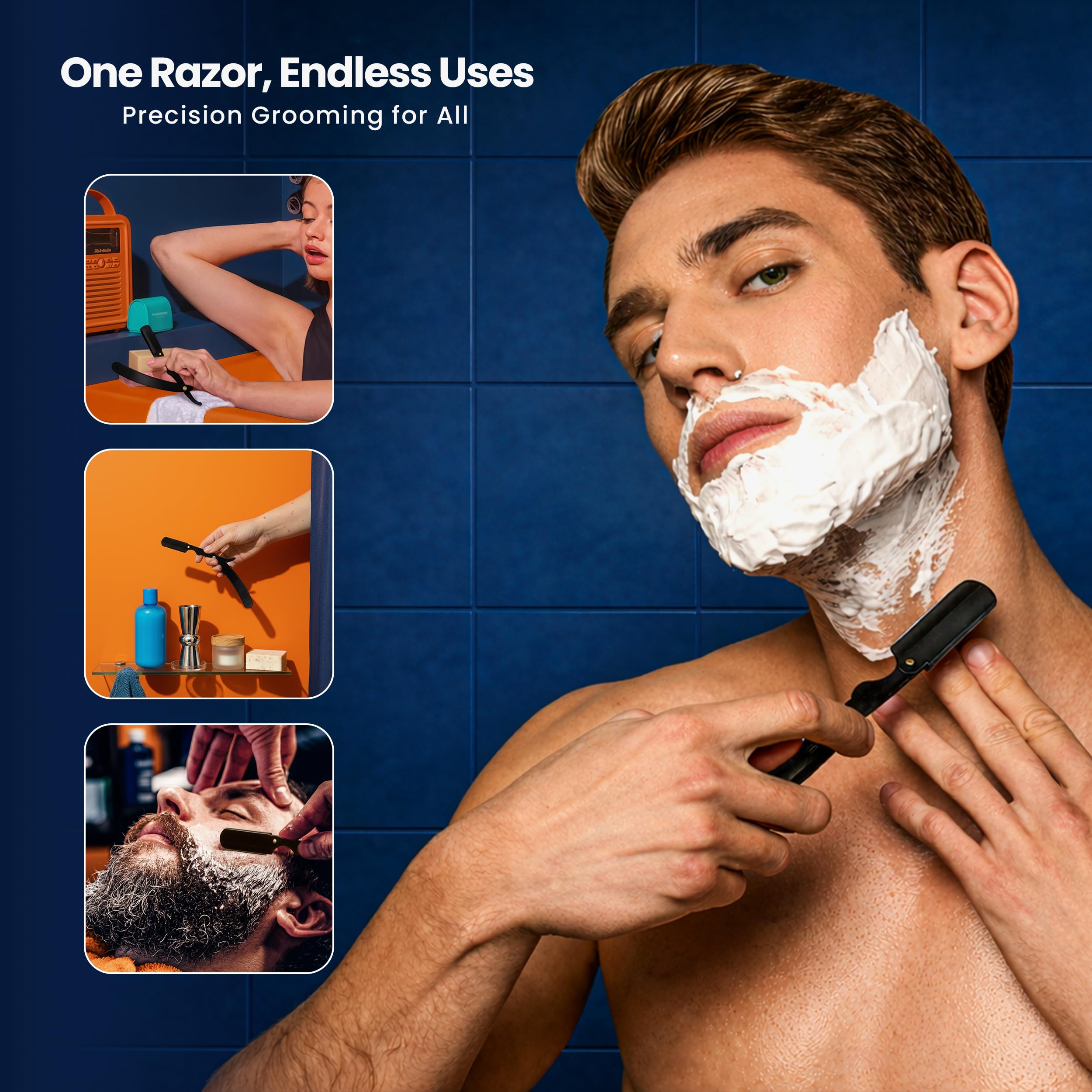 Utopia Care Professional Barber Straight Edge Razor, 100-Pack Razor Blades, Stainless Steel Safety Razor, Barber Shaving Accessories - Black 🍁 All In One Marketplace Canada