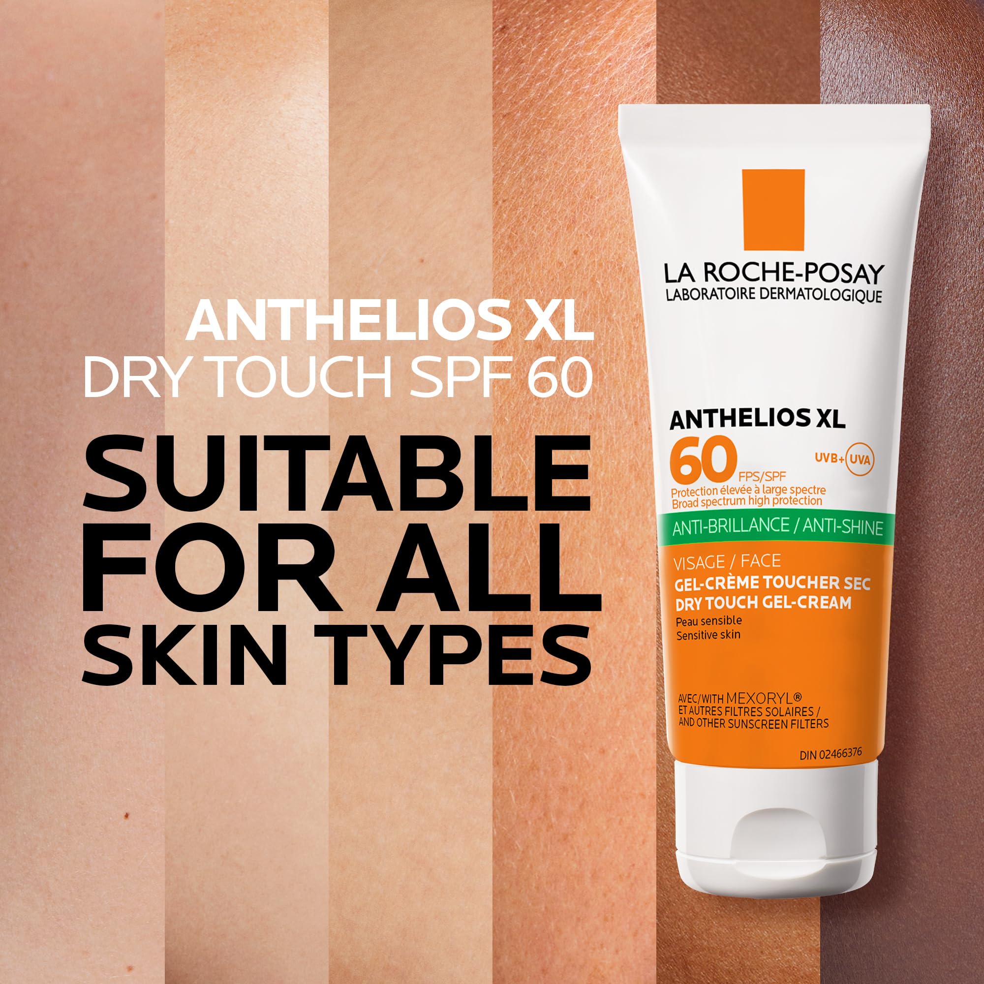La Roche-Posay Anti-Shine Mattifying Face Sunscreen, Anthelios Dry Touch Anti-Shine Sunscreen Broad Spectrum SPF 60 with Silica, Vitamin E & Perlite, Oil Free, Non Greasy, Oxybenzone Free, Paraben Free, Travel Size, Dermatologist Recommended, 50ml