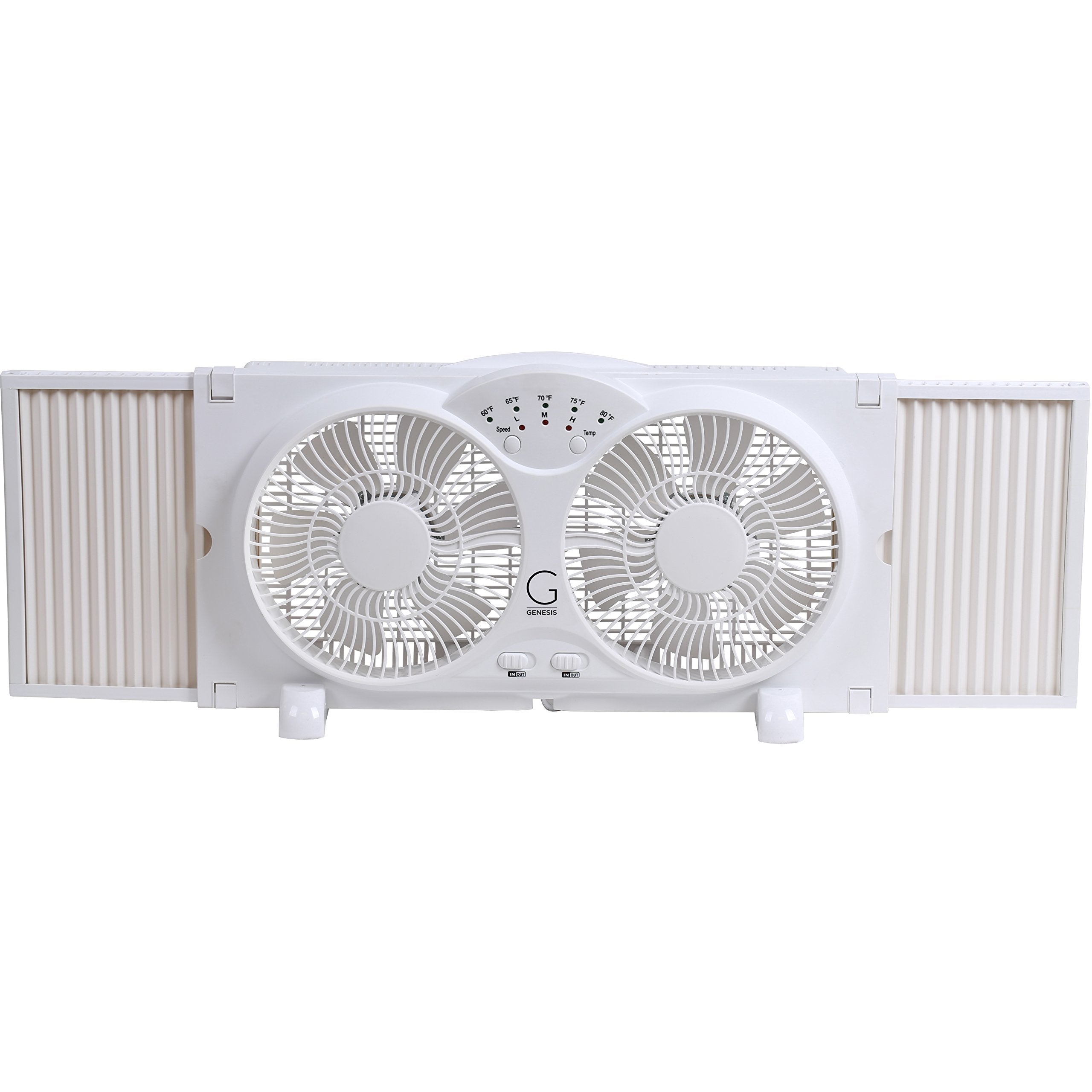 Genesis Twin Fan High Velocity Reversible AirFlow Fan, LED Indicator Lights Adjustable Thermostat & Max Cool Technology, ETL Certified, White (A1WINDOWFAN) 🍁 All In One Marketplace Canada