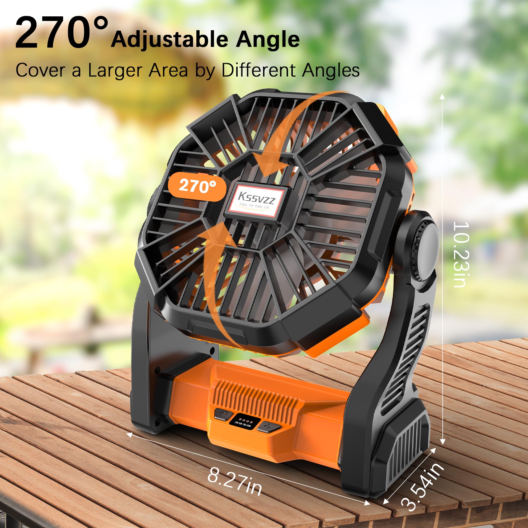 Kssvzz Portable Camping Fan with LED, 20000mAh Rechargeable Battery Powered Fan, 270°Pivot Personal USB Fan, 4 Speed Quiet Table Fan, 9’’ Battery Operated Tent Fan for Travel, Picnic(Orange) 🍁 All In One Marketplace Canada