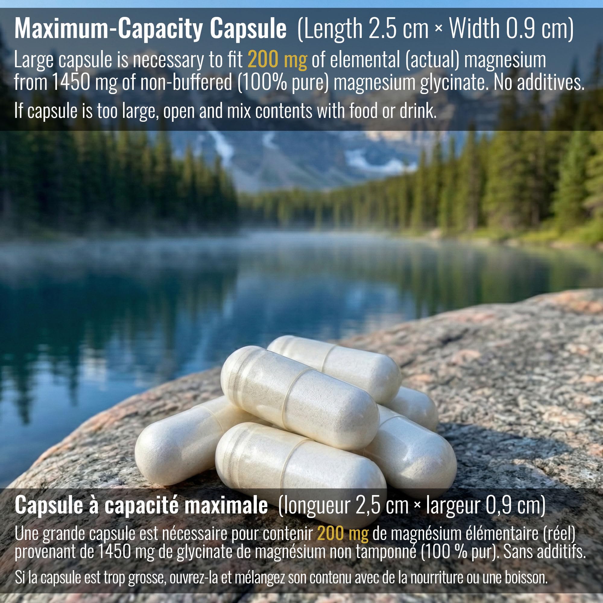Magnesium Glycinate 200 mg Capsules (Elemental) from Non-Buffered Fully Chelated 100% Magnesium Bisglycinate - 62 Max-Capacity High-Absorption Capsules - Made in Canada - Nutritionn 🍁 All In One Marketplace Canada