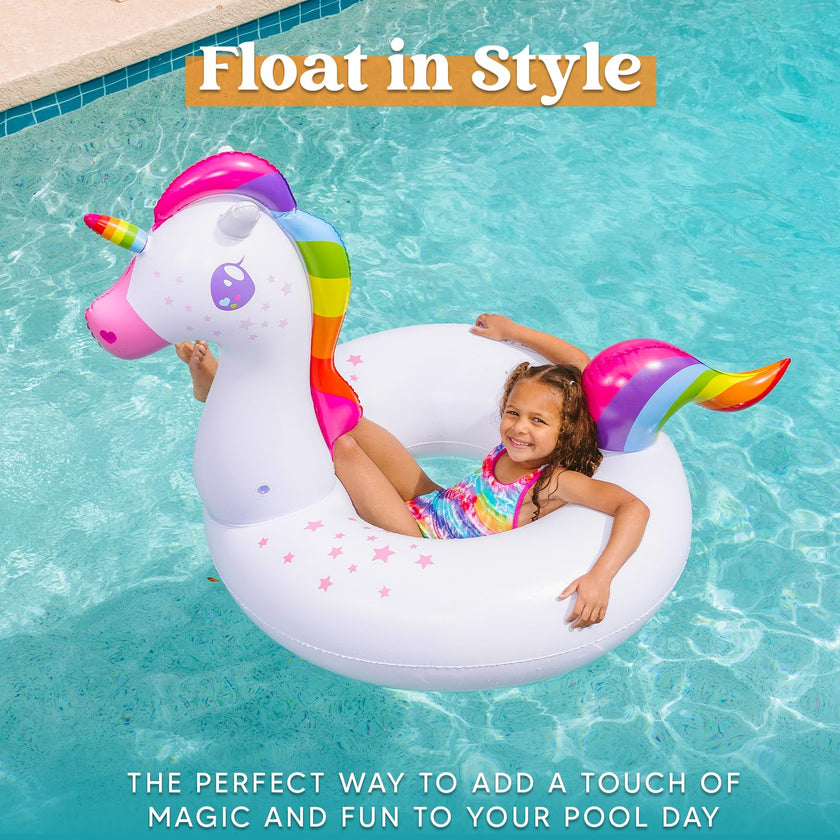JOYIN 2-Pack Flamingo Unicorn Pool Float - Fun Beach Floaties, Inflatable Swimming Pool Tubes Party Toys, Lake Beach Floaty Swim Rings Summer Pool Raft Lounger for Adults & Kids 🍁 All In One Marketplace Canada