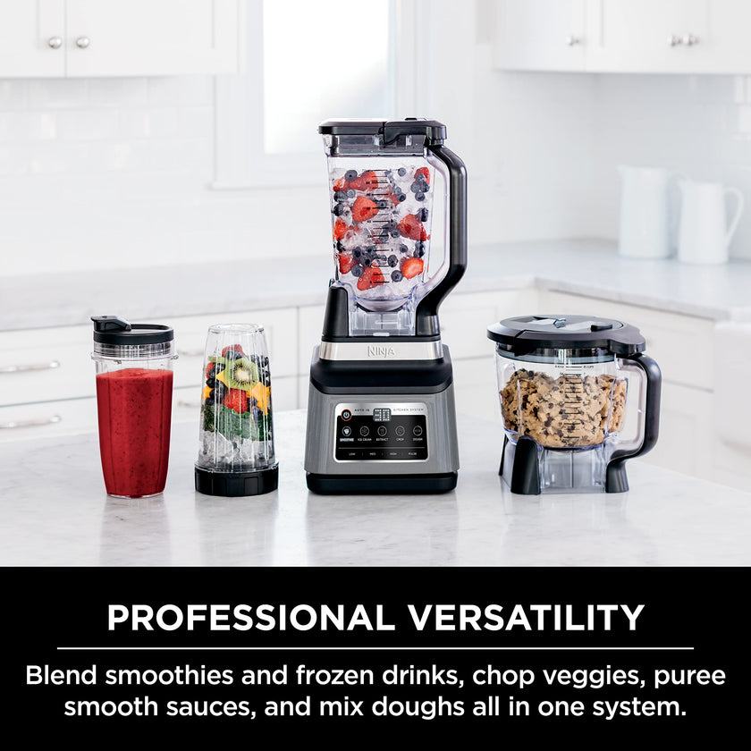 Ninja BN801C, Professional Plus Kitchen System With Auto-iQ, 72oz Pitcher, Black/Silver, 1400W (Canadian Version) 🍁 All In One Marketplace Canada