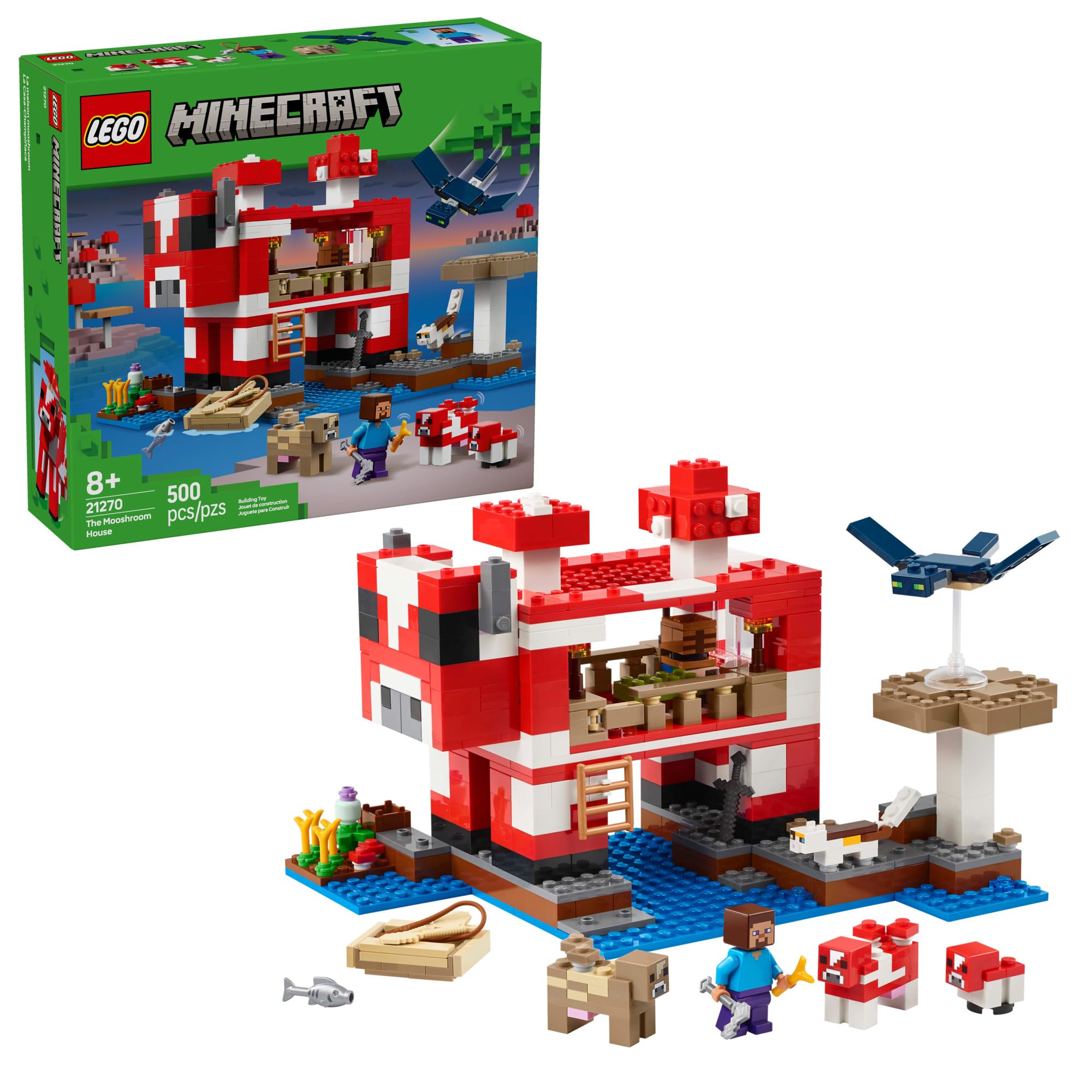 LEGO Minecraft The Mooshroom House Toy Figures and Playset - Building Minecraft Toy for Kids, Boys and Girls, Ages 8+ - with Steve and Other Figures for Pretend Play - Gift Idea for Birthdays - 21270 🍁 All In One Marketplace Canada