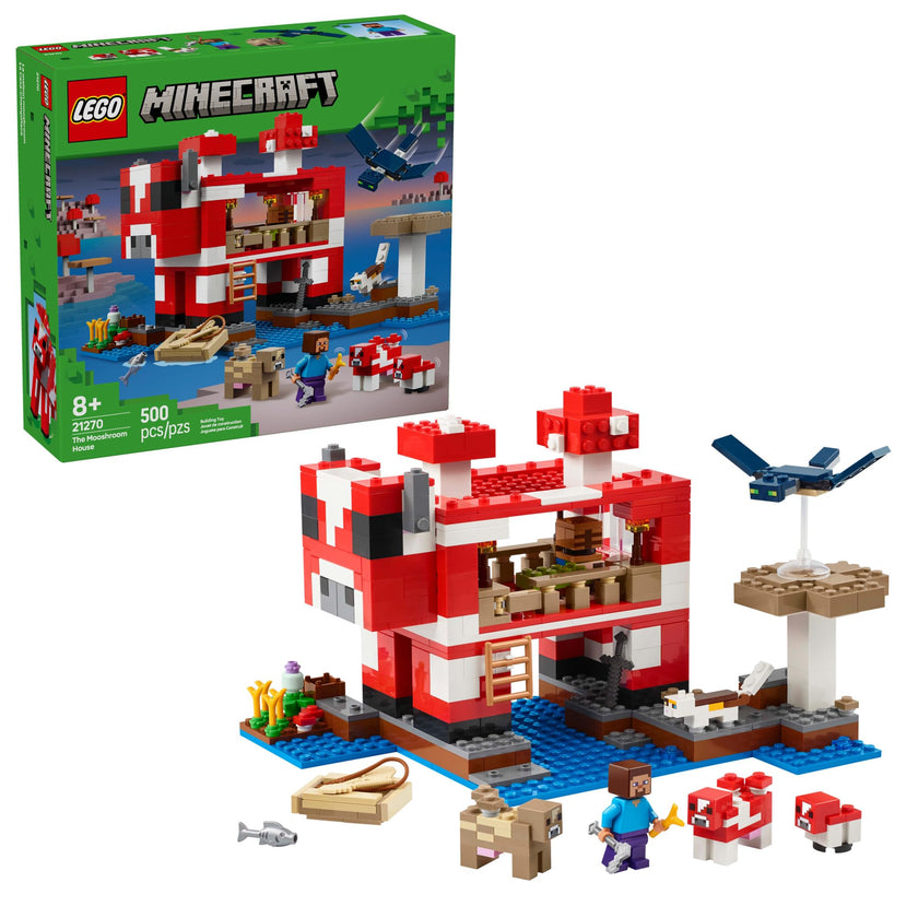 LEGO Minecraft The Mooshroom House Toy Figures and Playset - Building Minecraft Toy for Kids, Boys and Girls, Ages 8+ - with Steve and Other Figures for Pretend Play - Gift Idea for Birthdays - 21270 🍁 All In One Marketplace Canada