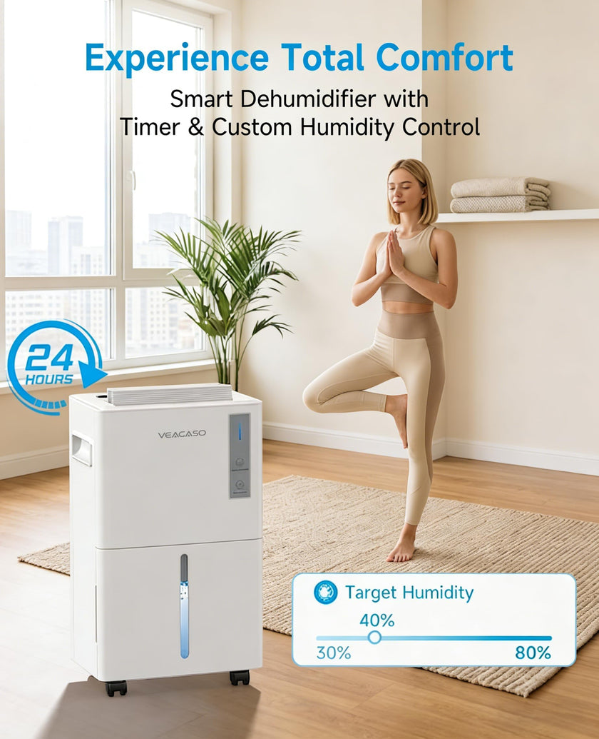 VEAGASO 1500 Sq.Ft Dehumidifier, 21 Pints Dehumidifiers for Basemens with Drain Hose & Humidity Control, Quiet Operation Dehumidifiers for Home, RV, Bathroom, Bedroom - 3 Modes & 24H Timer 🍁 All In One Marketplace Canada