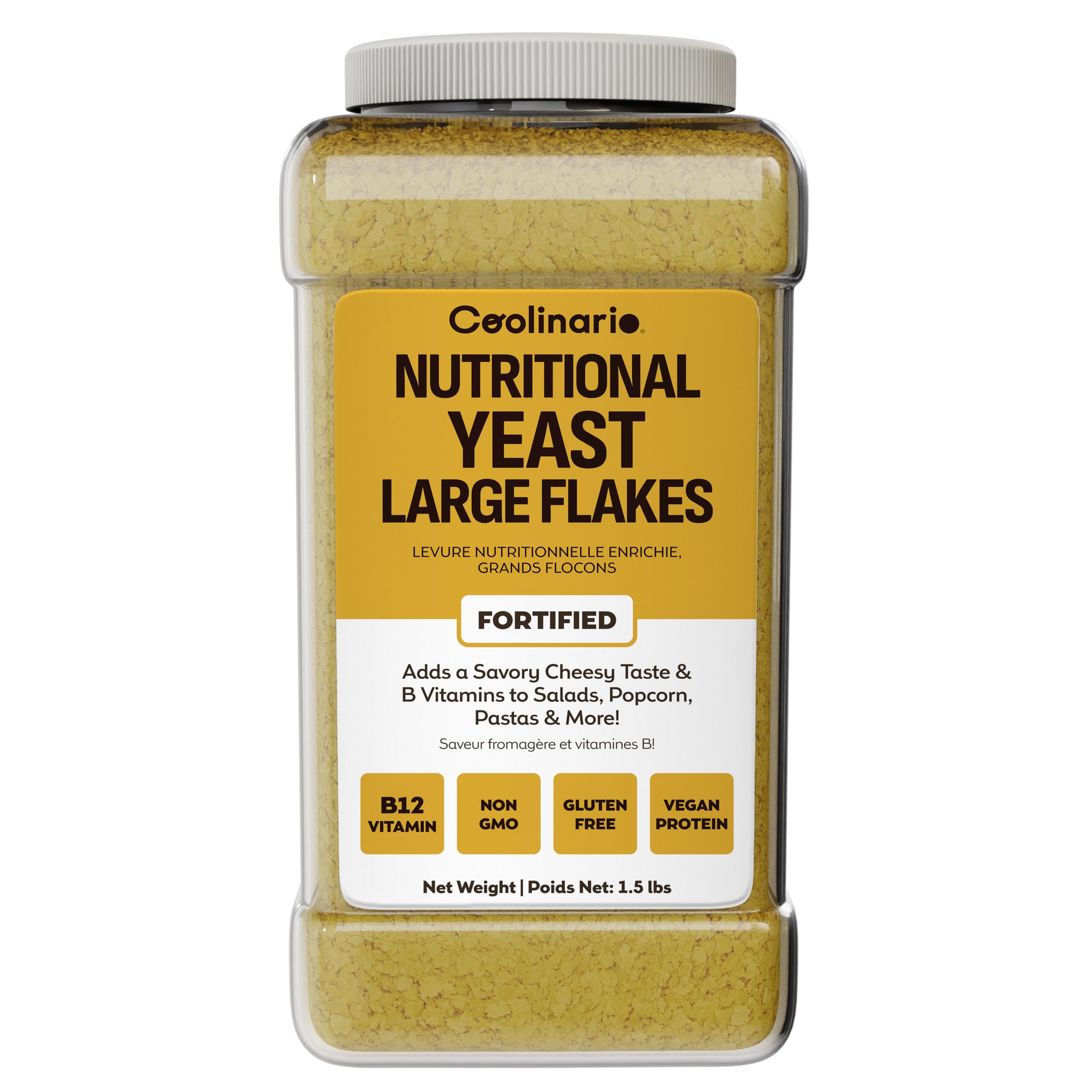 Coolinario Nutritional Yeast, Fortified, Large Flakes (1 GAL - 1.5 LBS) 🍁 All In One Marketplace Canada