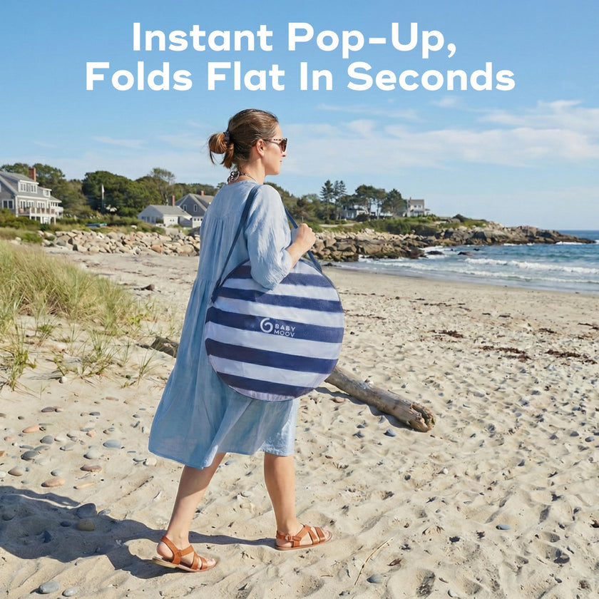 Babymoov Anti-UV Baby & Toddler Beach Tent, Pop-Up Sun Shade Shelter with UPF 50+ Protection, Portable Outdoor Canopy, Ventilated Shade, Floor Mat & Carry Bag, Marine 🍁 All In One Marketplace Canada