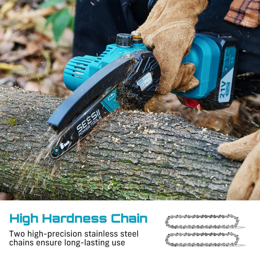 SEESII Mini Chainsaw 6 Inch: Electric Chainsaw with 2PCS 4000mAh Batteries & Oiler - 900W Motor for Quick Work - Saw for Branch Cutting - Gifts for Father Day Men Women Dad Mom Gardener (M6 Pro) 🍁 All In One Marketplace Canada