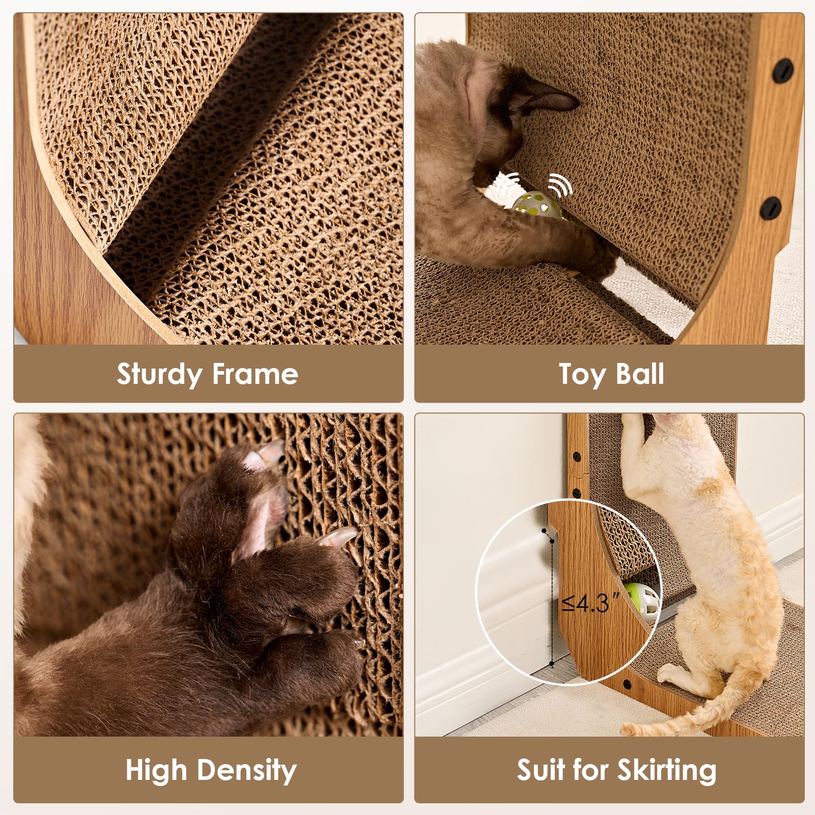 EHEYCIGA Cardboard Cat Scratcher for Indoor Cats, 68 CM L Shaped Vertical Cat Scratching Pad with Ball Cat Toy, Large Cat Scratcher Board 🍁 All In One Marketplace Canada