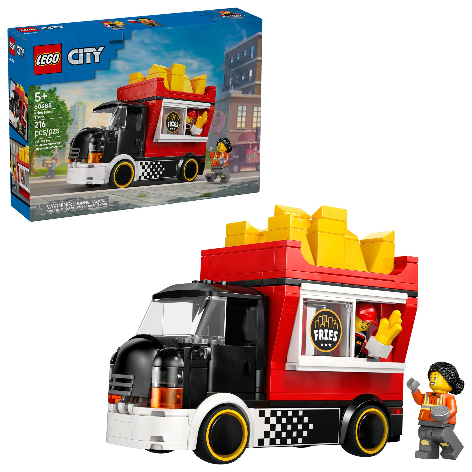 LEGO City Fries Food Truck Building Toy for Kids - Pretend Play Truck Toy for Boys & Girls, Ages 5+ - Mobile Restaurant Playset W/2 Minifigures & Detachable Kiosk - Gift Idea for Birthdays - 60488 🍁 All In One Marketplace Canada