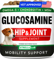Glucosamine for Dogs w/Chondroitin - Hip & Joint Supplement for Dogs - MSM, Omega to Improve Mobility & Energy - Natural Joint Pain Relief - 120 Chews (Chicken) 🍁 All In One Marketplace Canada