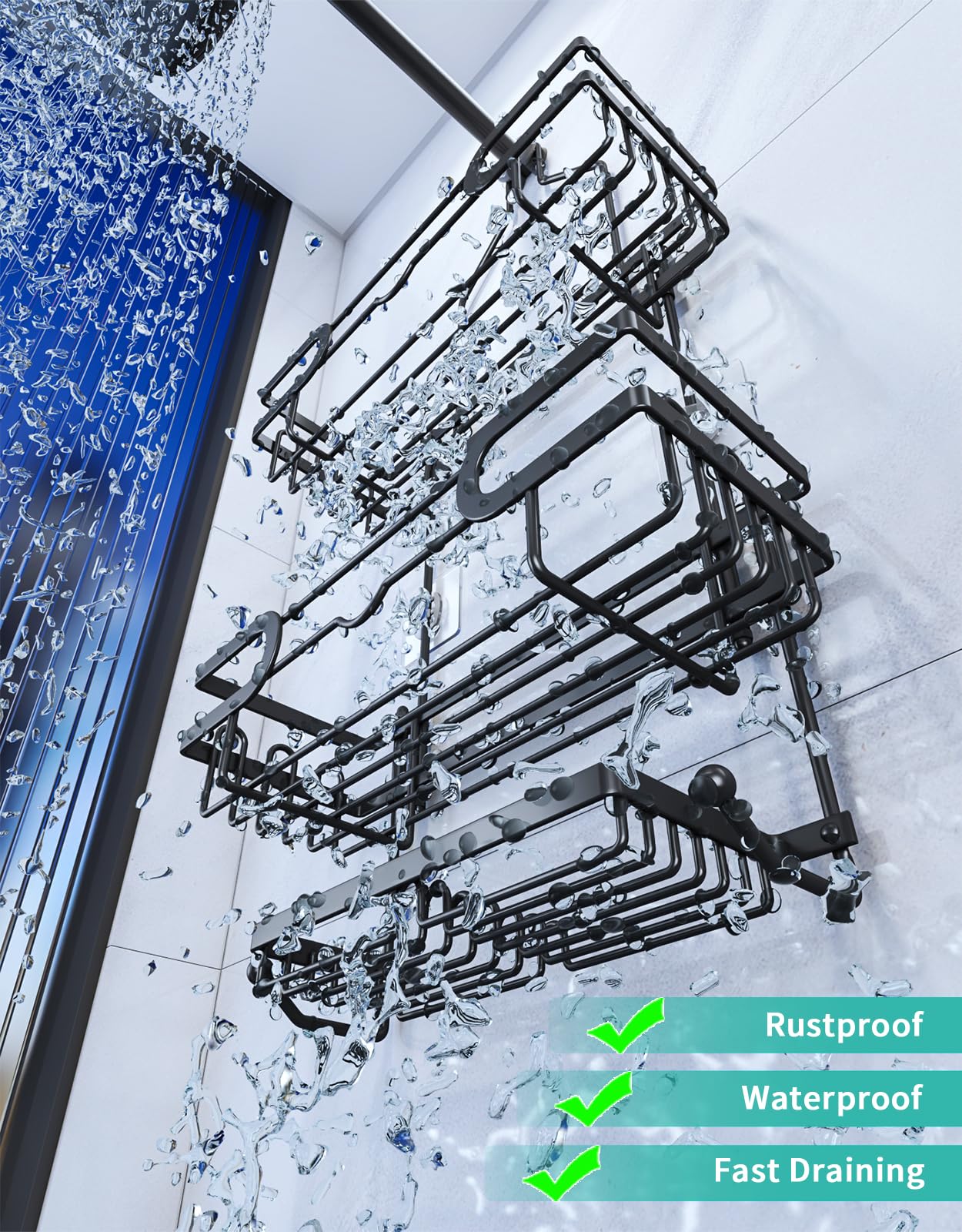 HapiRm Shower Caddy Hanging - 3 Tier Over Shower Head Caddy, No Drilling Shower Organizer Hanging with 2 Soap Holder & 12 Hooks, Bathroom Shower Shelves for Shampoo, Soap 🍁 All In One Marketplace Canada
