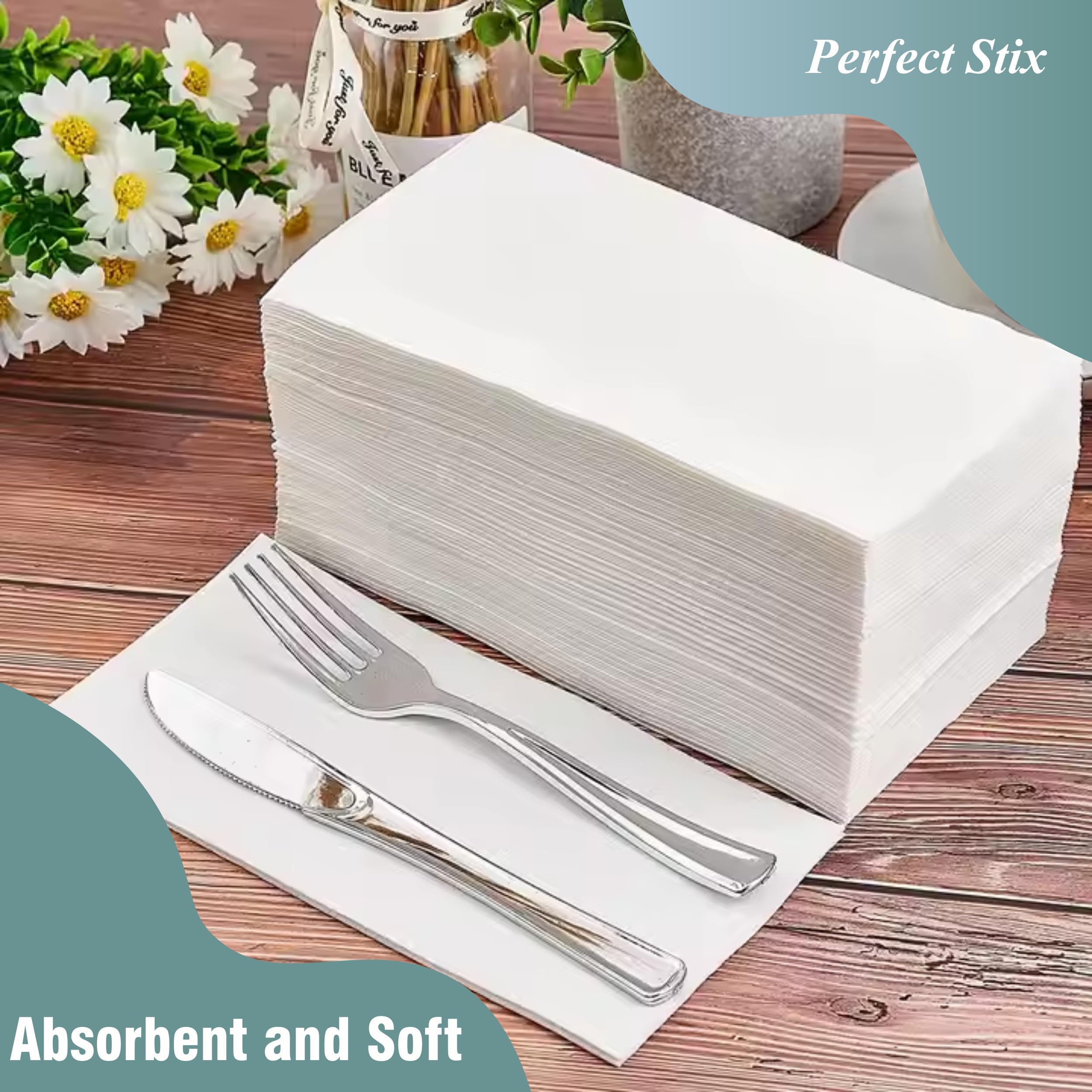 Perfect Stix White Dinner Napkin-300 2-Ply White Dinner Napkins, 0.1