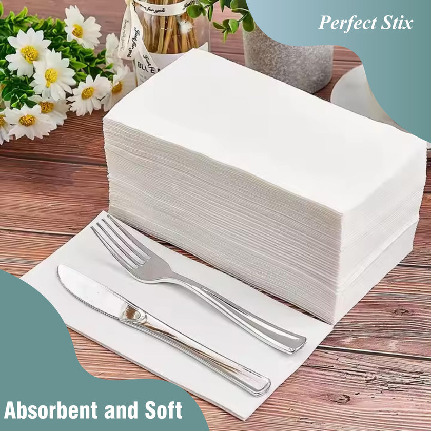 Perfect Stix White Dinner Napkin-300 2-Ply White Dinner Napkins, 0.1