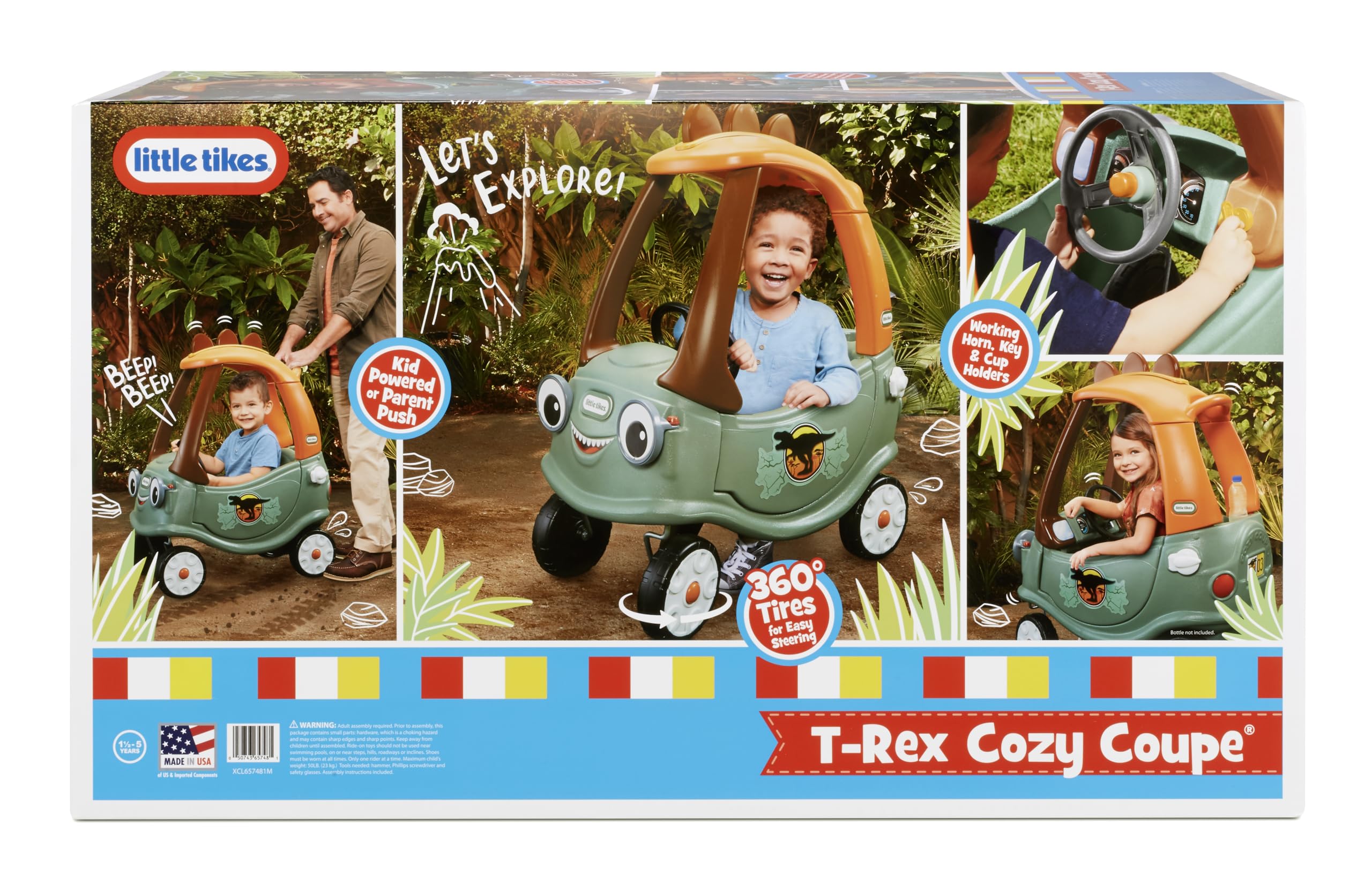 little tikes T-Rex Cozy Coupe by Dinosaur Ride-On Car for Kids, Multicolor Large 🍁 All In One Marketplace Canada