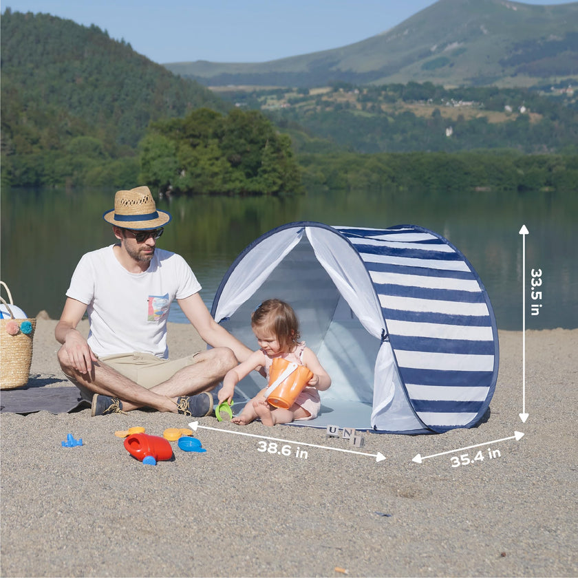 Babymoov Anti-UV Baby & Toddler Beach Tent, Pop-Up Sun Shade Shelter with UPF 50+ Protection, Portable Outdoor Canopy, Ventilated Shade, Floor Mat & Carry Bag, Marine 🍁 All In One Marketplace Canada