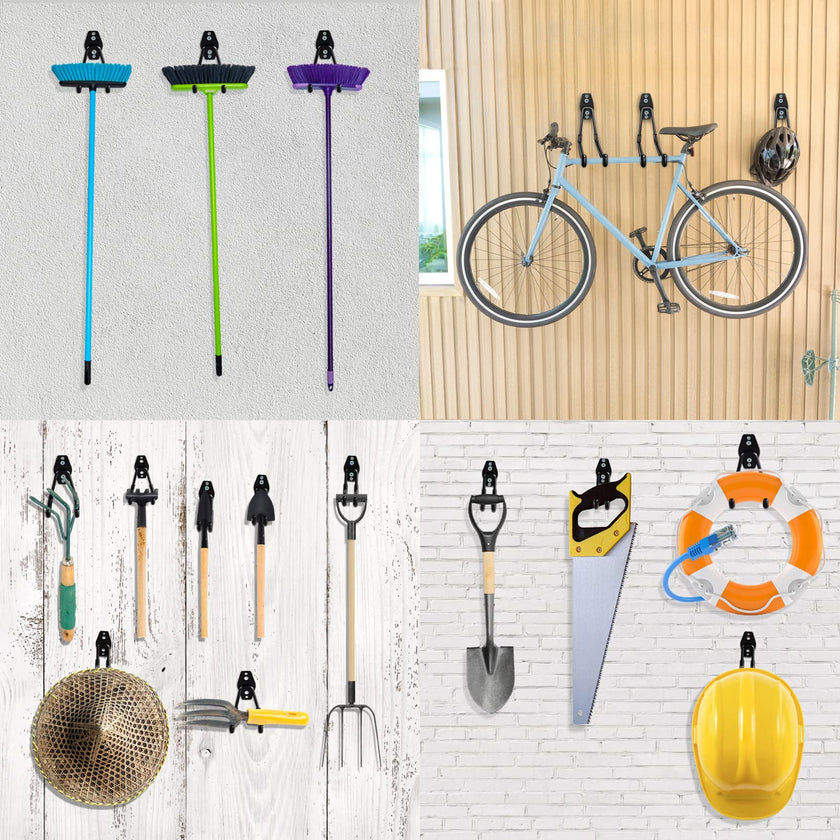 Garage Hooks Heavy Duty Utility Steel with Anti-Slip Coating Wall Mount Storage Organizer for Hanging Power and Garden Tools, Ladders, Hose, Bikes, Ropes, Bulk Items, and More (12 Pack Orange) 🍁 All In One Marketplace Canada