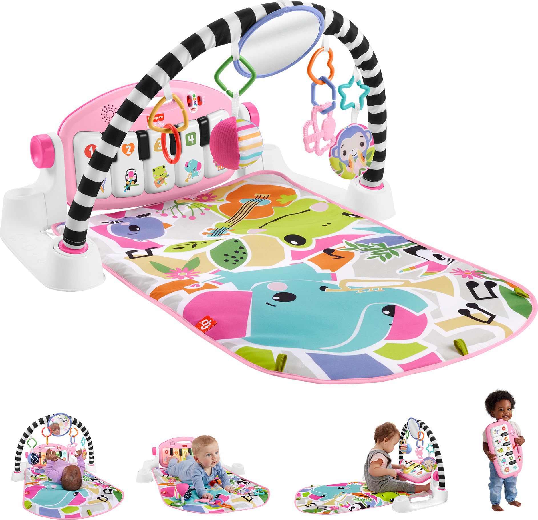 Fisher-Price Glow and Grow Kick & Play Piano Gym, Pink 🍁 All In One Marketplace Canada