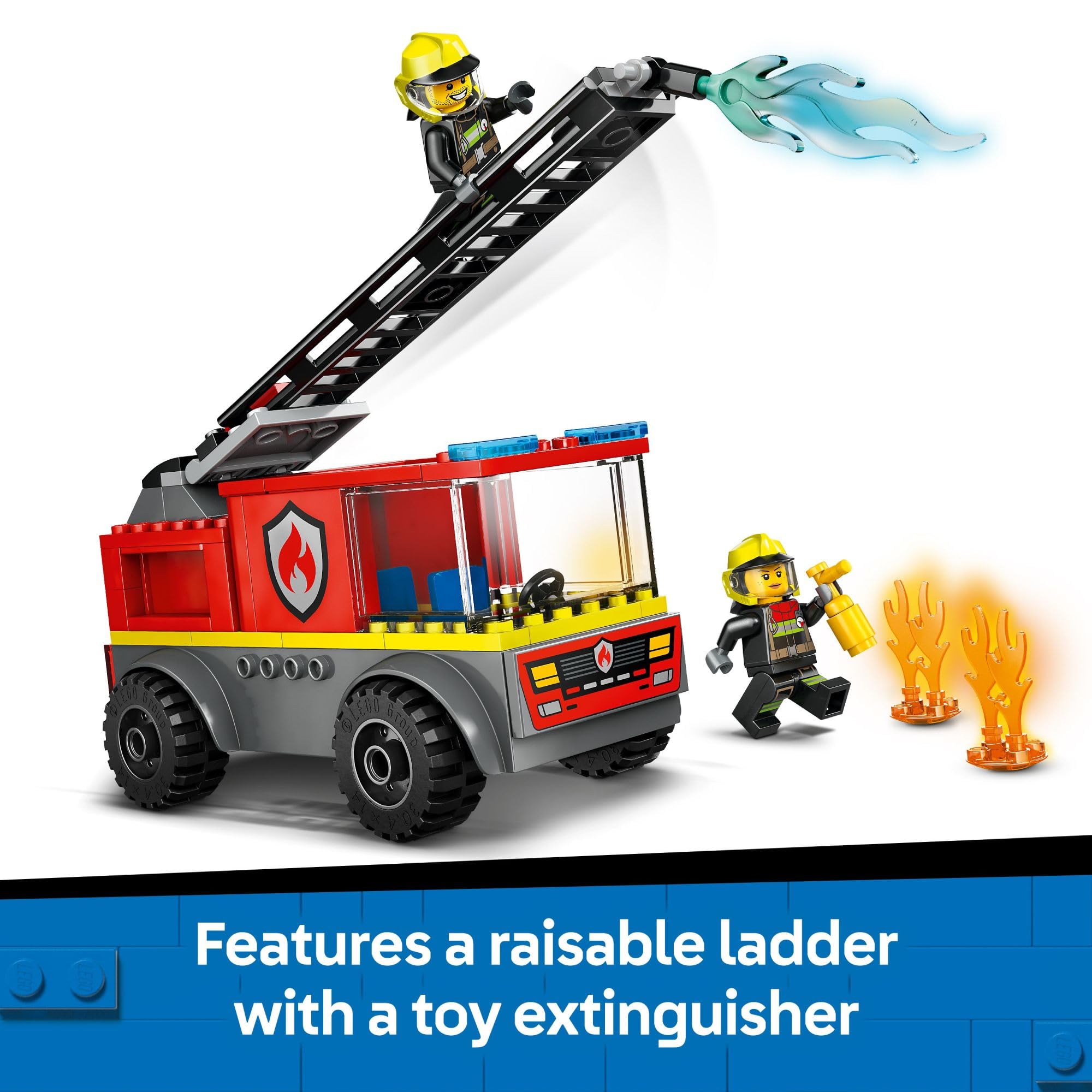 LEGO City Fire Ladder Truck Toddler Toy - Fire Truck Toy with 2 Firefighter Minifigures, Digital Guide for Boys and Girls, Ages 4+ - Learning, Educational Toy for Preschool - 60463 🍁 All In One Marketplace Canada