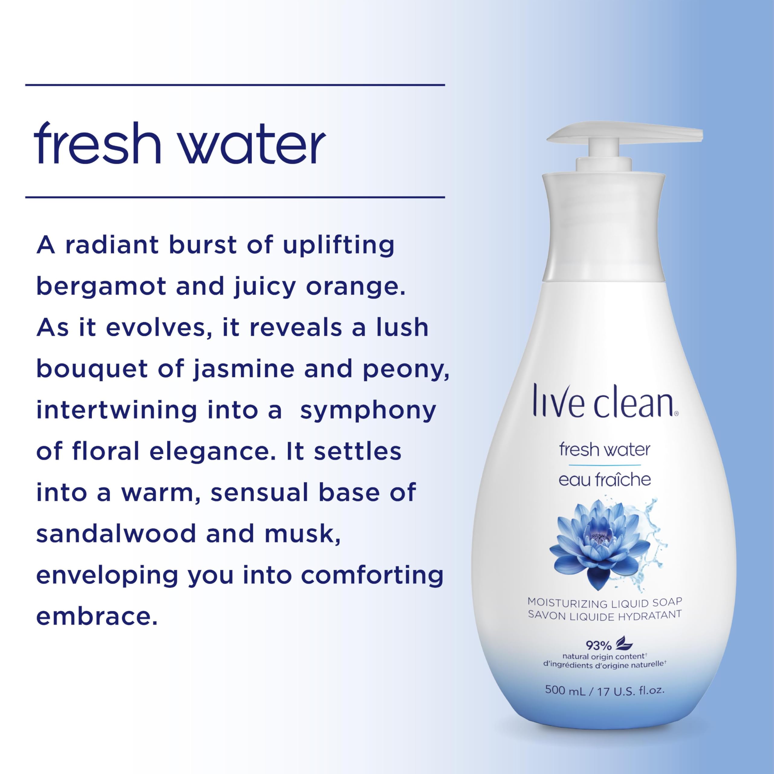 Live Clean Fresh Water Hydrating Liquid Hand Soap, 500 ml (Pack of 4)(Packaging may vary) 🍁 All In One Marketplace Canada