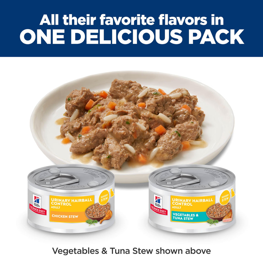 Hill's Science Diet Adult Urinary and Hairball Control Stew Wet Cat Food, 2.9-oz can, case of 12 🍁 All In One Marketplace Canada