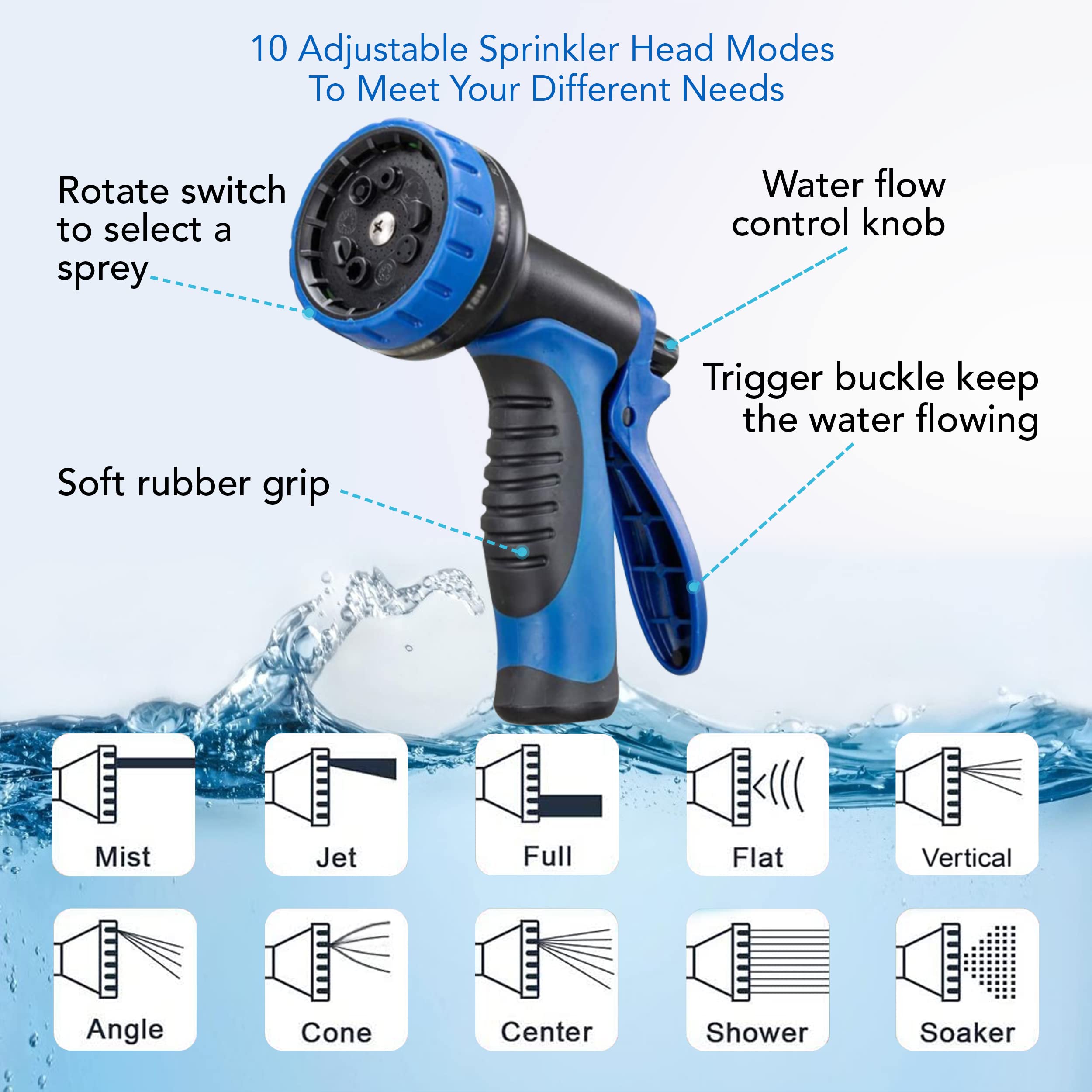 100ft Garden Hose with 10 Function Spray Nozzle, Expandable Garden Hose, 3/4