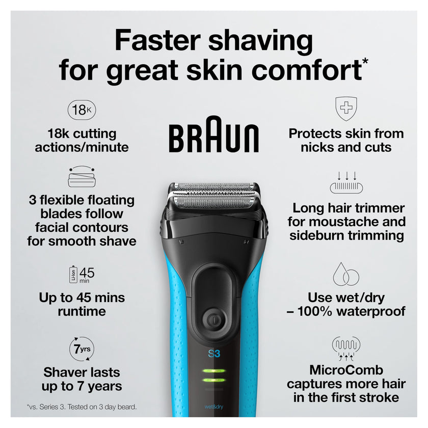Braun Series 3 ProSkin 3040s Rechargeable Wet & Dry Men's Electric Shaver with Precision Trimmer 🍁 All In One Marketplace Canada