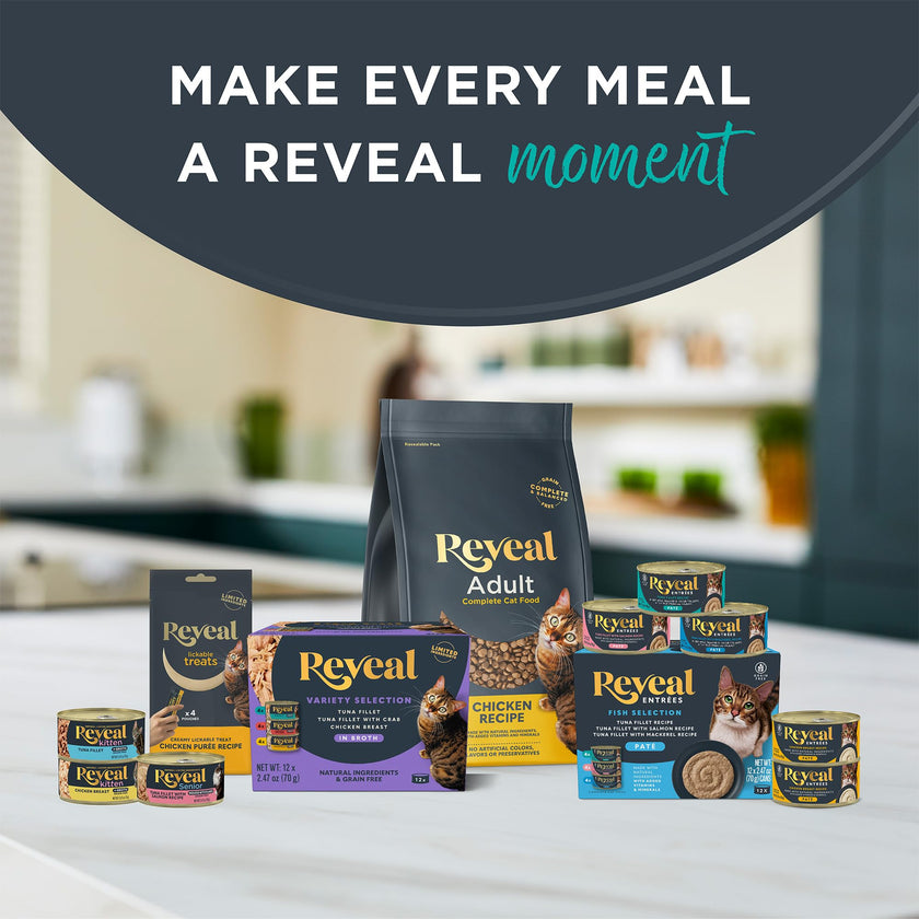 Reveal Natural Wet Cat Food in Broth, Limited Ingredient Grain Free Canned Cat Food, Protein with No Artificial Additives, Fish Variety in Broth (12 x 2.47 oz Cans) 🍁 All In One Marketplace Canada