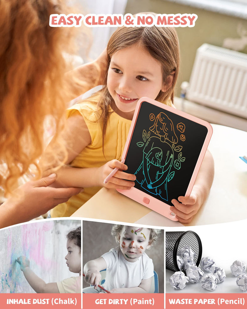 LCD Writing Tablet 10 Inch, Colorful Electronic Doodle Board Drawing Tablet, Memo Board, Drawing Pads with Lanyard, Travel Educational Toys Gifts for Kids Toddlers Age 3 4 5 6 7 8 9 Years Girls(Pink 🍁 All In One Marketplace Canada