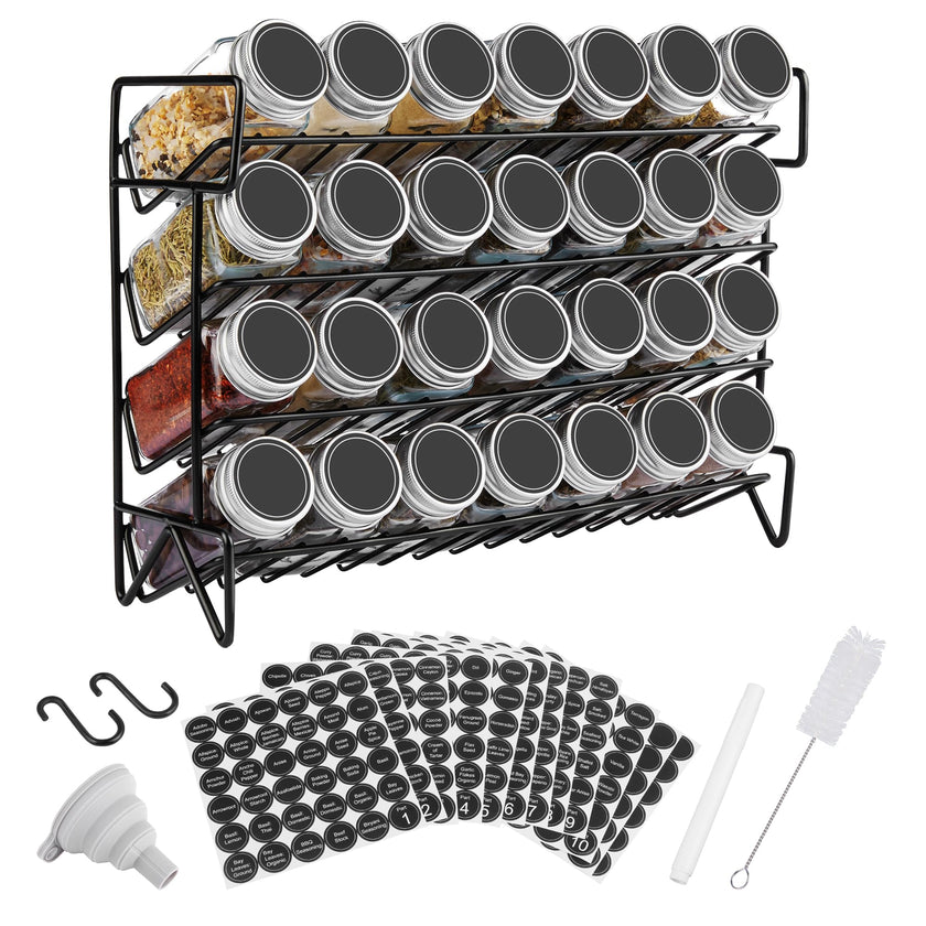 Vtopmart Spice Rack Organizer for Cabinet, 4 Tier Spice Organizer with 28 Empty Spice Jars and 432 Blank Labels, Seasoning Organization for Countertop, Cabinet, Kitchen, Pantry, Cupboard 🍁 All In One Marketplace Canada