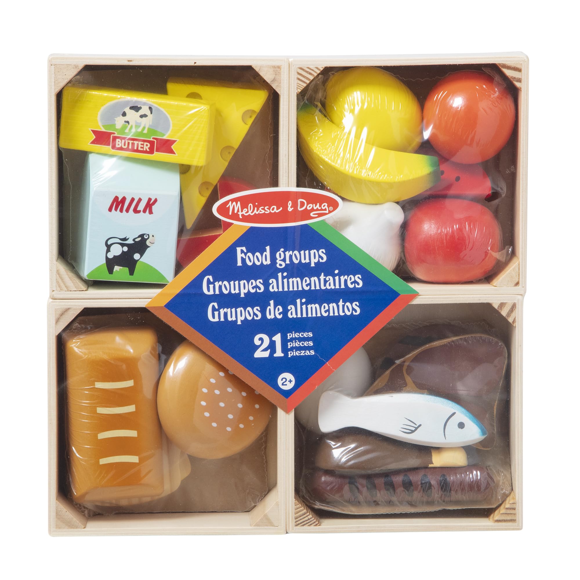 Melissa & Doug Food Groups, 21-Piece Wooden Toys Set of Pretend Play Food & Kids Play Kitchen Accessories, Preschool Toys for Girls & Boys Ages 3+ 🍁 All In One Marketplace Canada