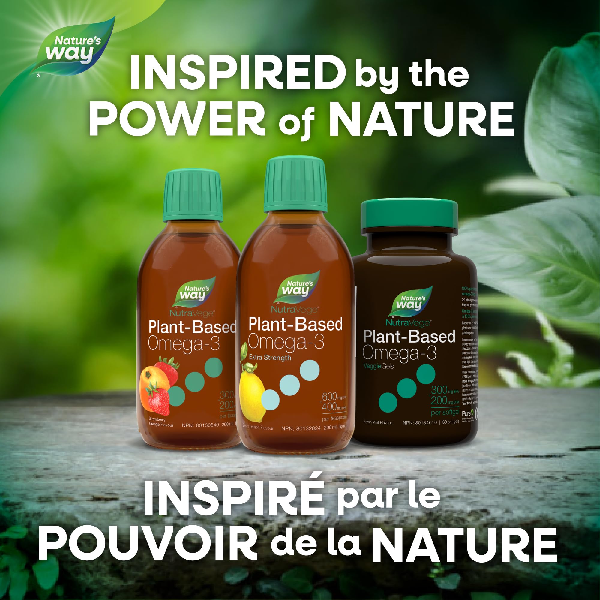 Nature's Way NutraVege Plant-based Omega 3 Supplement, Extra Strength Formula, Vegetarian, EPA + DHA from Algal Oil, Vegan, Lemon Flavour, 200 mL Liquid 🍁 All In One Marketplace Canada