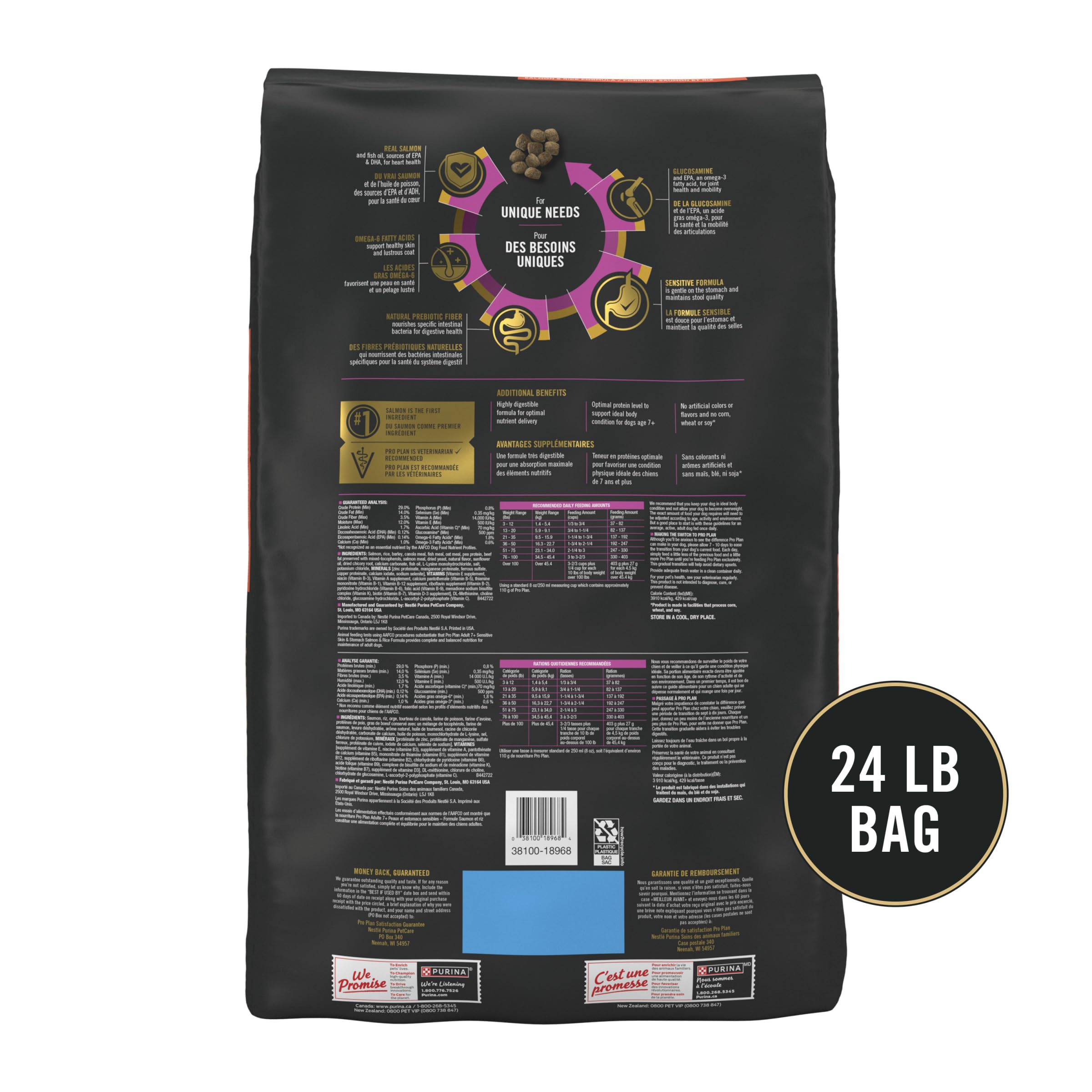 Purina Pro Plan Dry Dog Food, Senior Sensitive Skin & Stomach Adult 7+ Salmon - 10.9 kg Bag (1 Pack) 🍁 All In One Marketplace Canada