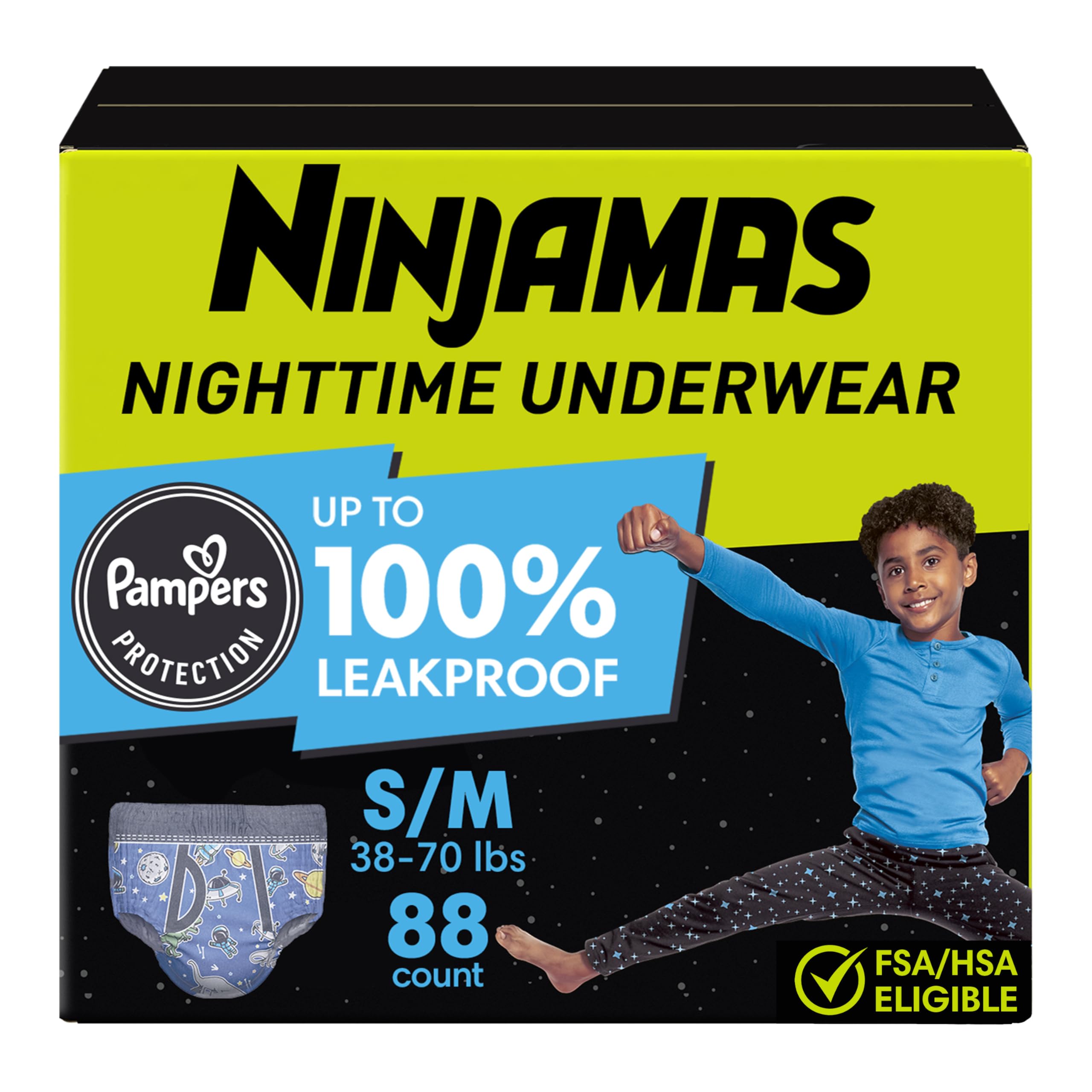 Pampers Ninjamas Nighttime Bedwetting Underwear Boys Size S/M (38-65 lbs) 88 Count (Packaging & Prints May Vary) 🍁 All In One Marketplace Canada