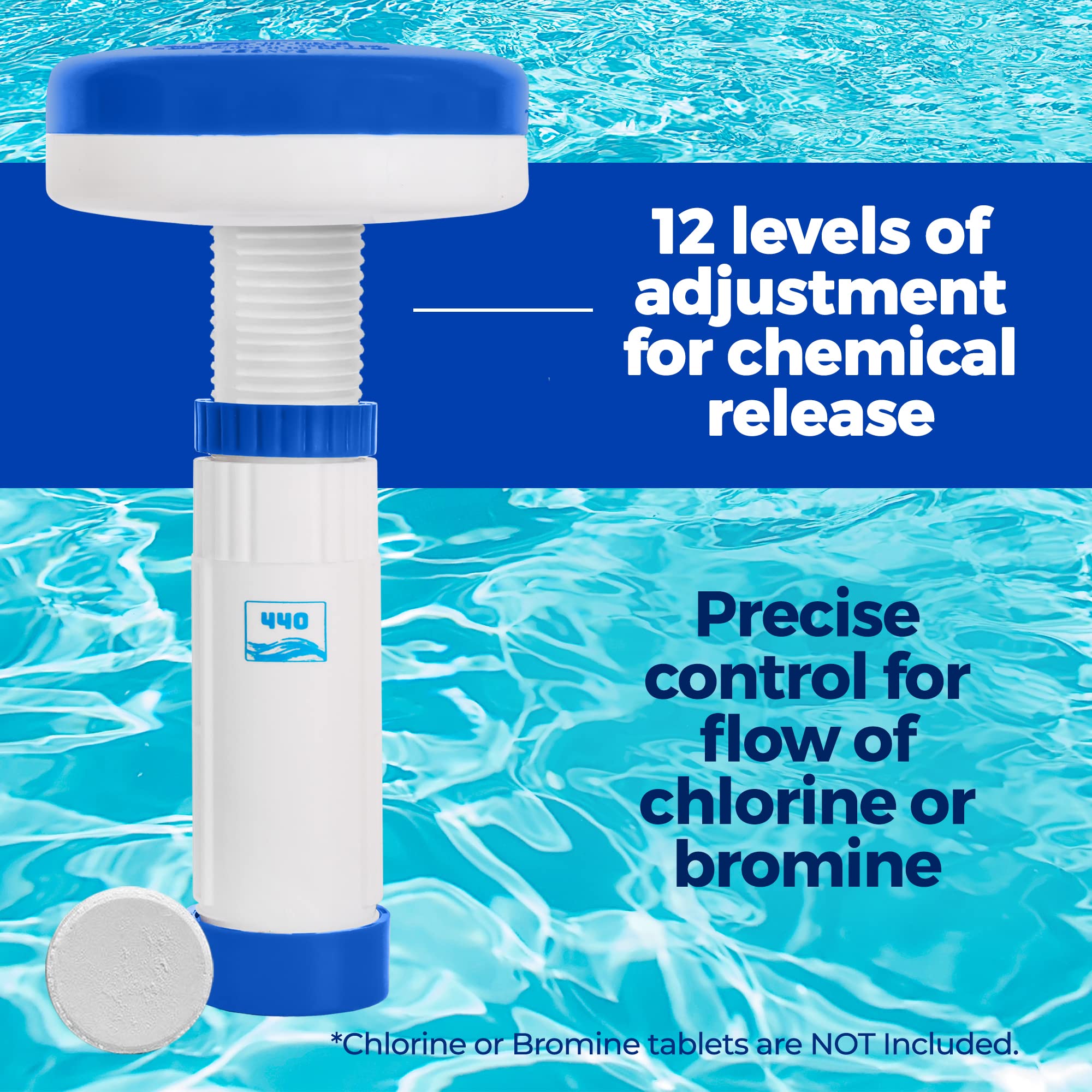 440 Mini Premium Floater Dispenser for Spa, Hot Tub and Small Pools for 1 Inch Chlorine or Bromine Tablets. (Tablets NOT Included) Adjustable Chemical Float from 0 to 13 Flow Control 🍁 All In One Marketplace Canada