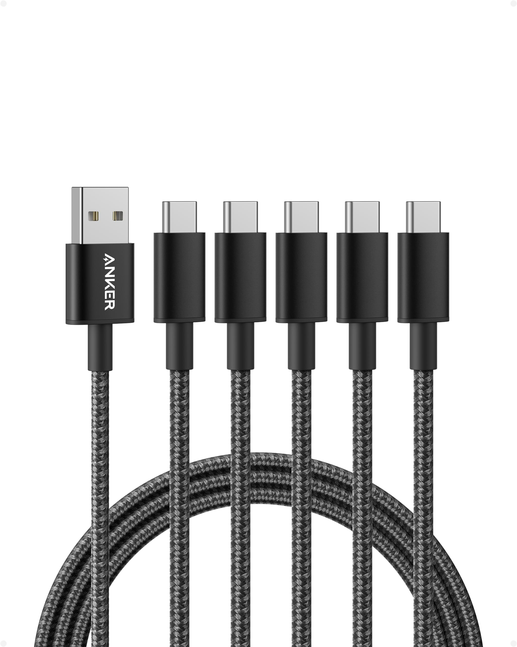Anker Cable [5 Pack, 6FT], USB A to USB C Cable for Samsung Galaxy S10 S10+, LG V30, Beats Fit Pro and More (Black) 🍁 All In One Marketplace Canada